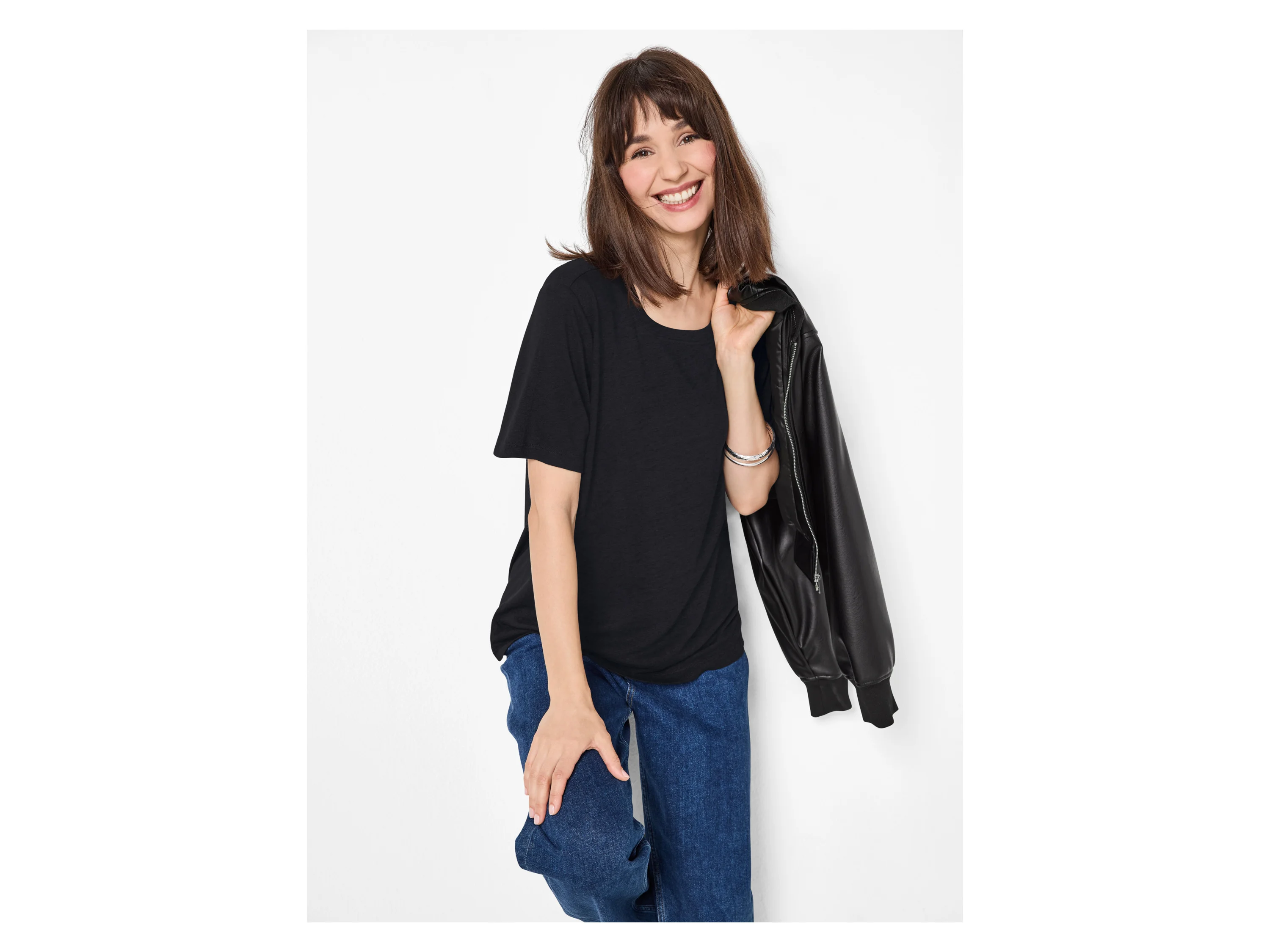 ESMARA® Damen T-Shirt mit Leinen (Schwarz, S(36/38)) – Bild 2 von 4