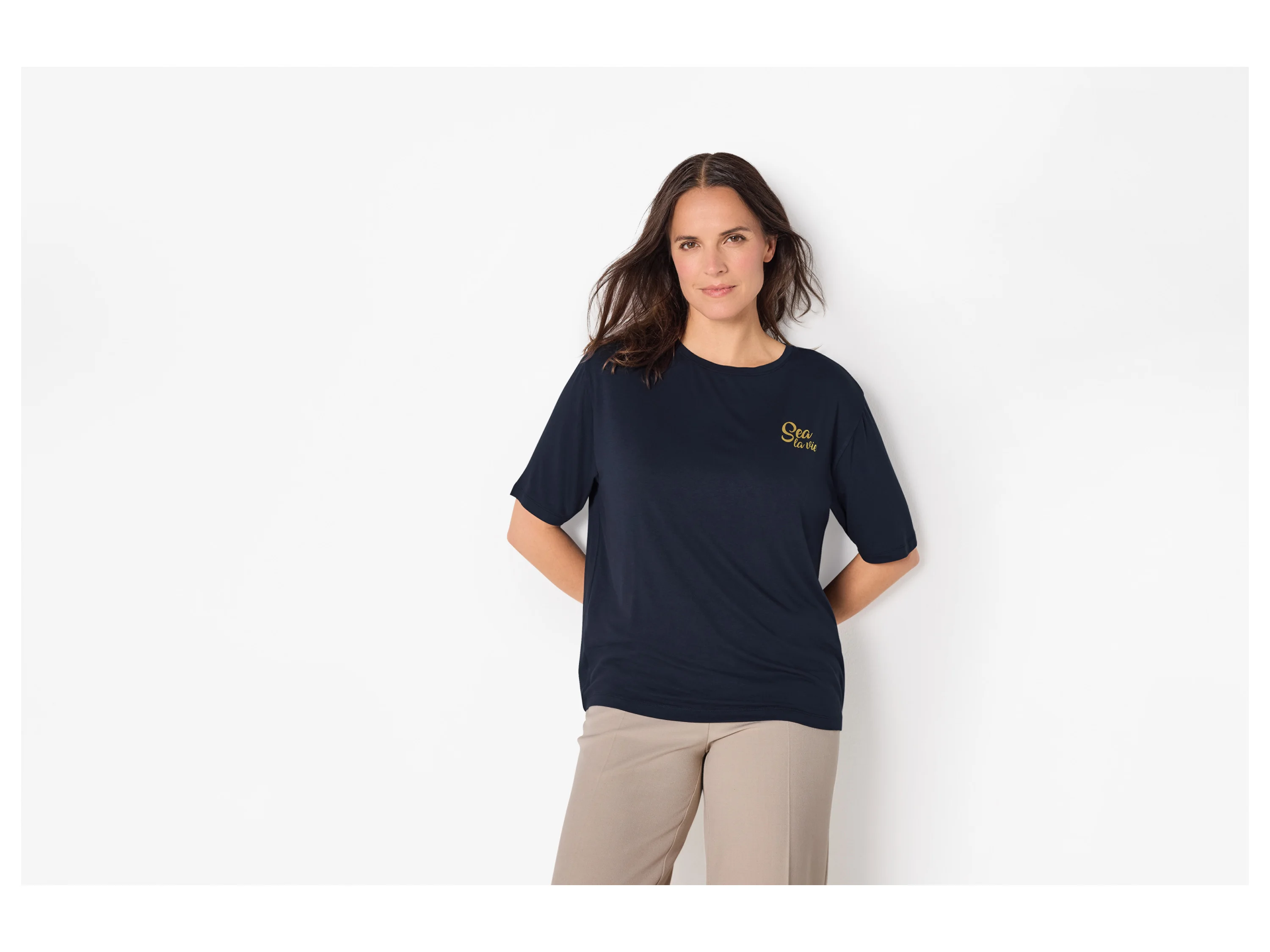 ESMARA® Damen T-Shirt (Navy, L(44/46)) – Bild 2 von 4
