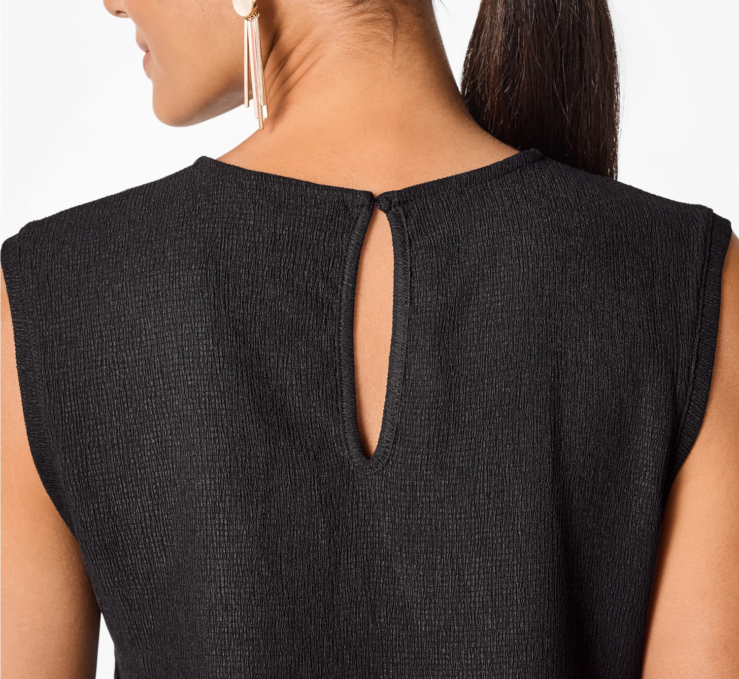 ESMARA® Damen Top, mit modischer Crinkle-Optik (Schwarz, XS(32/34)) – Bild 4 von 4