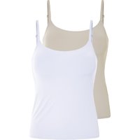 ESMARA® Damen Top, 2 Stück (weiß/beige, S(36/38))