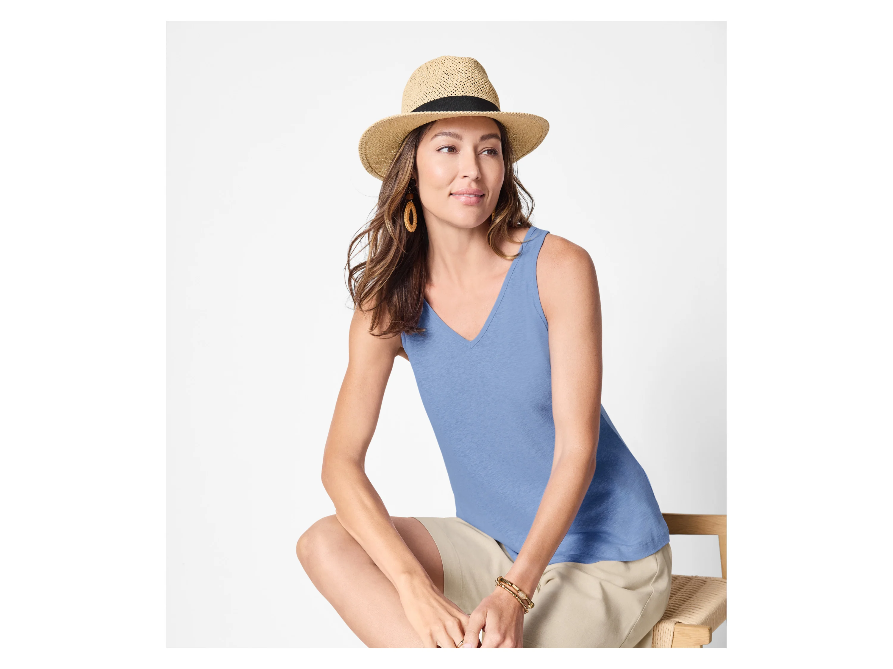 ESMARA® Damen Top mit Leinen (Blau, S (36/38)) – Bild 2 von 4