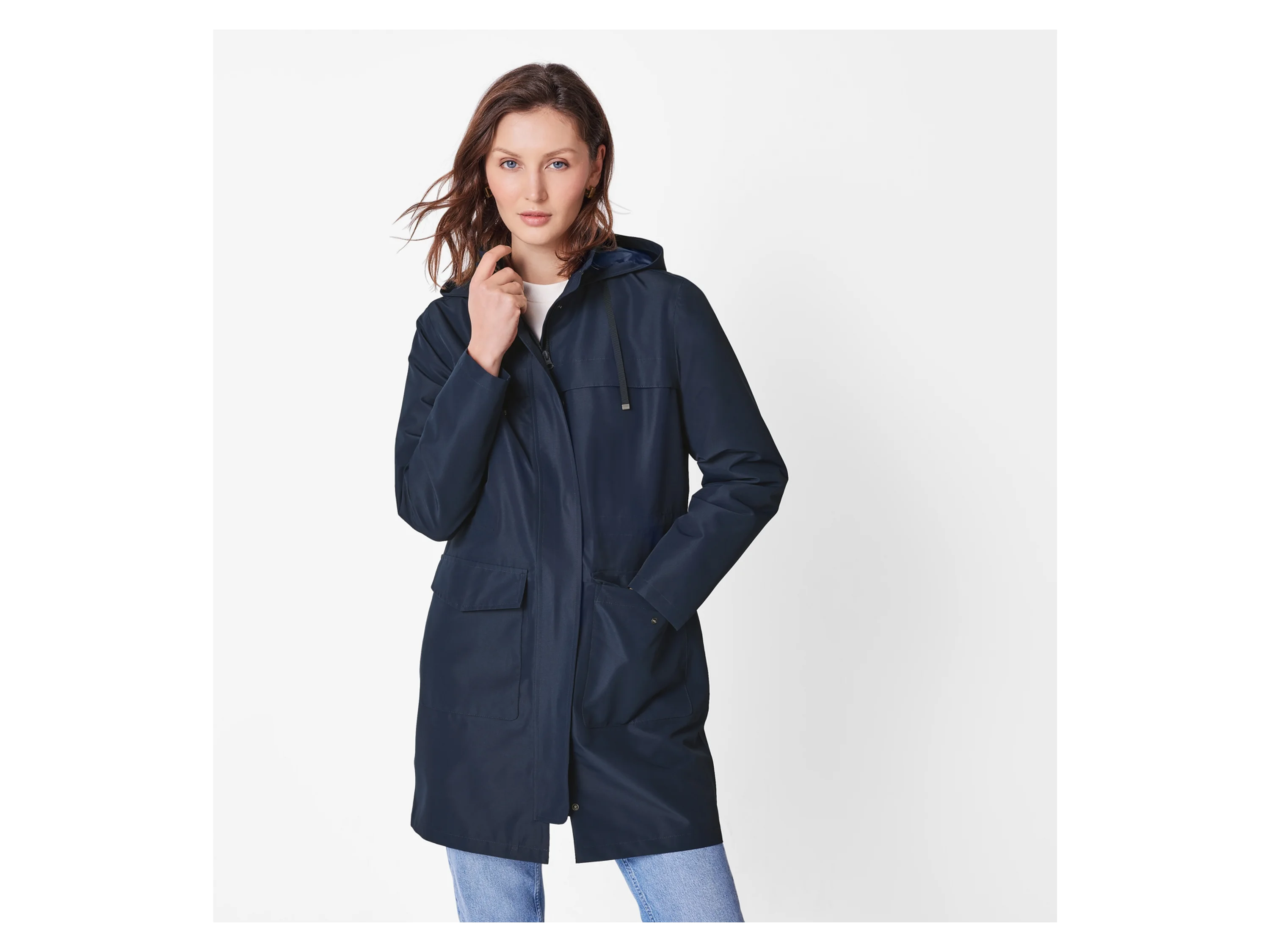 ESMARA® Damen Trenchcoat, wasserabweisendes Obermaterial (Navy, XS(32/34)) – Bild 2 von 4