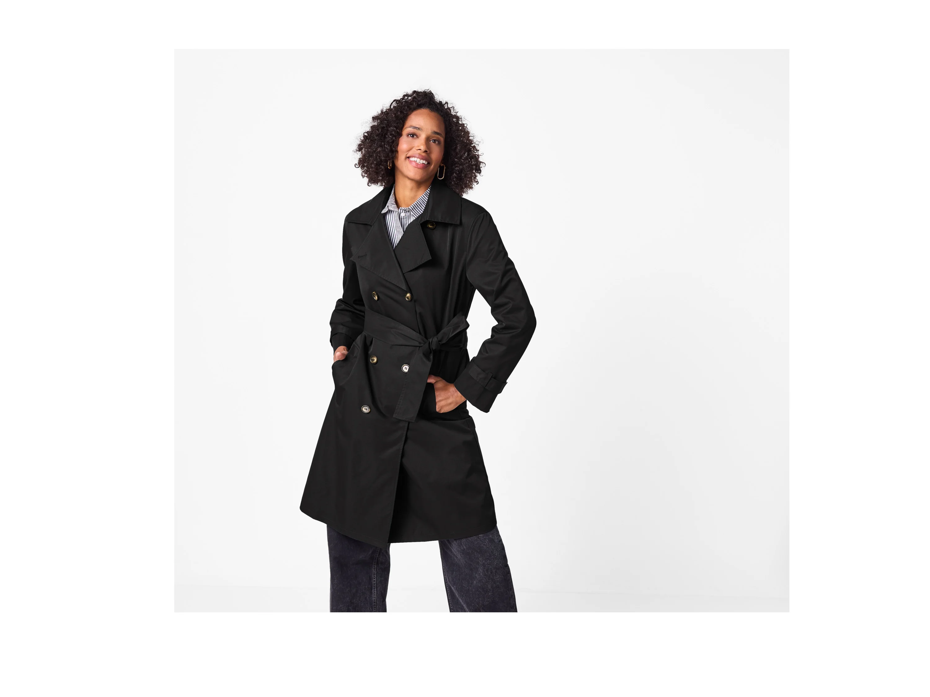 ESMARA® Damen Trenchcoat (Schwarz, L(44/46)) – Bild 2 von 4