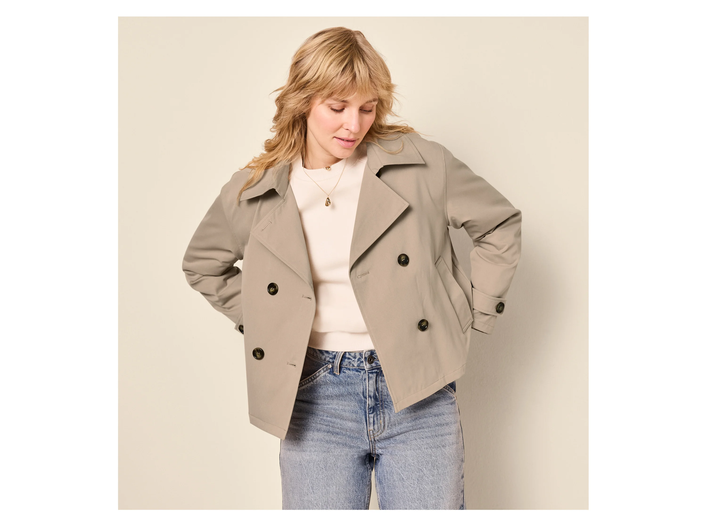 ESMARA® Damen Trenchjacke (Beige, 40) – Bild 2 von 4