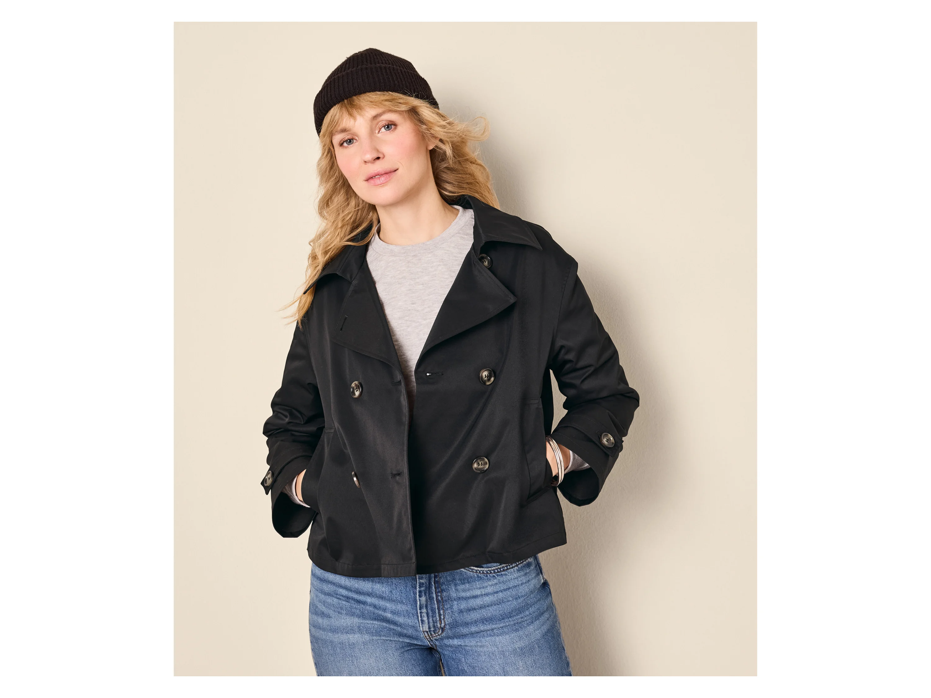 ESMARA® Damen Trenchjacke (Schwarz, 34) – Bild 2 von 4