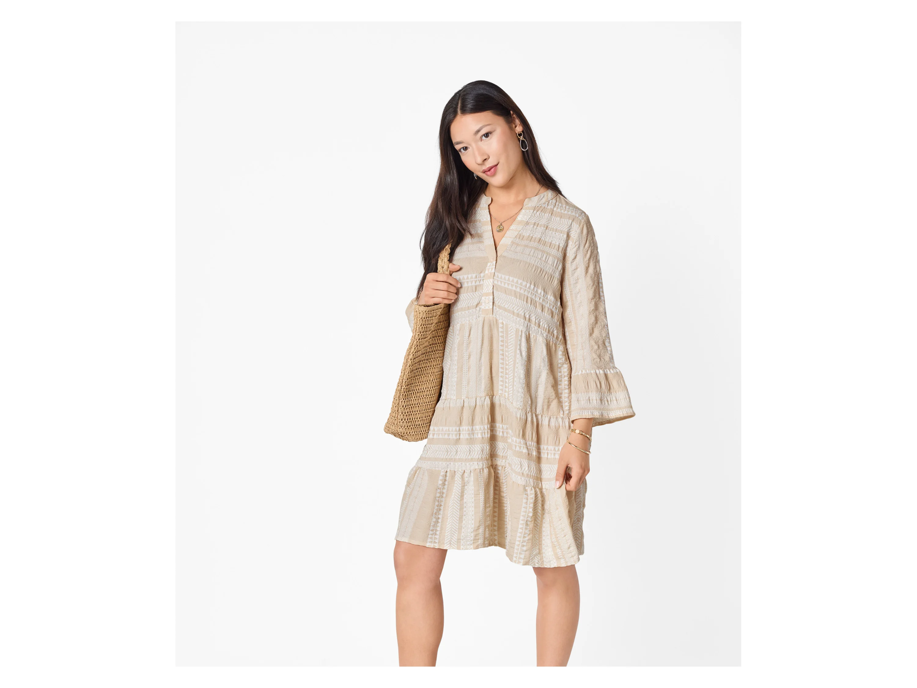 ESMARA® Damen Tunikakleid (Beige, S(36/38)) – Bild 2 von 4