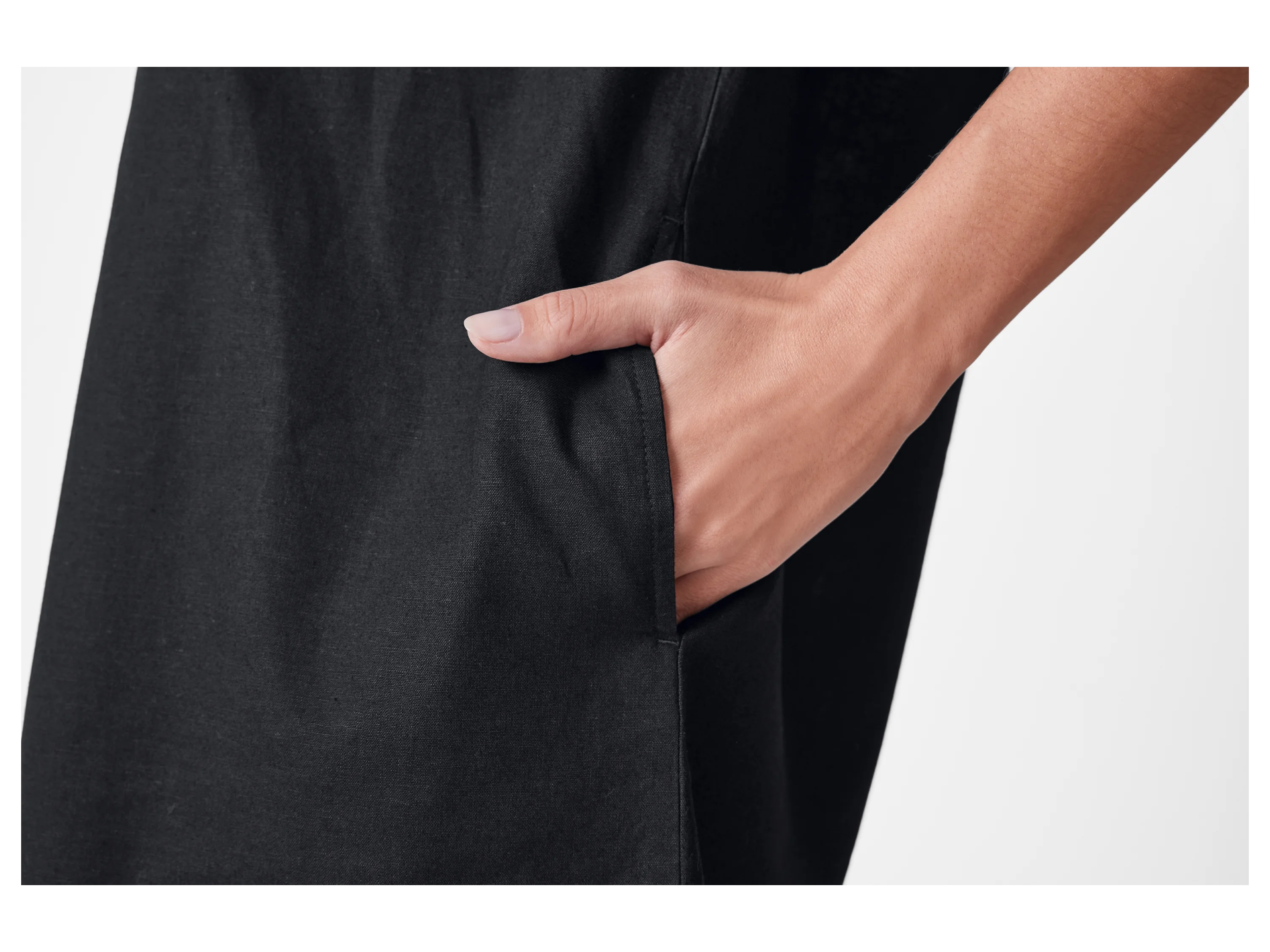 ESMARA® Damen Tunikakleid mit Leinen (Schwarz, 44) – Bild 4 von 4