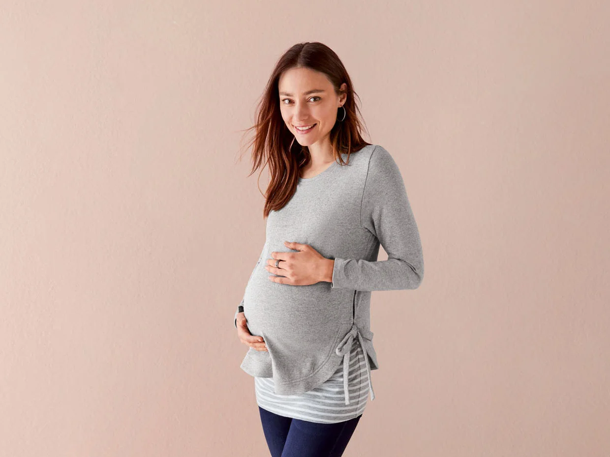 ESMARA® Damen Umstandspullover (Mittelgrau, XS (32/34)) – Bild 3 von 3