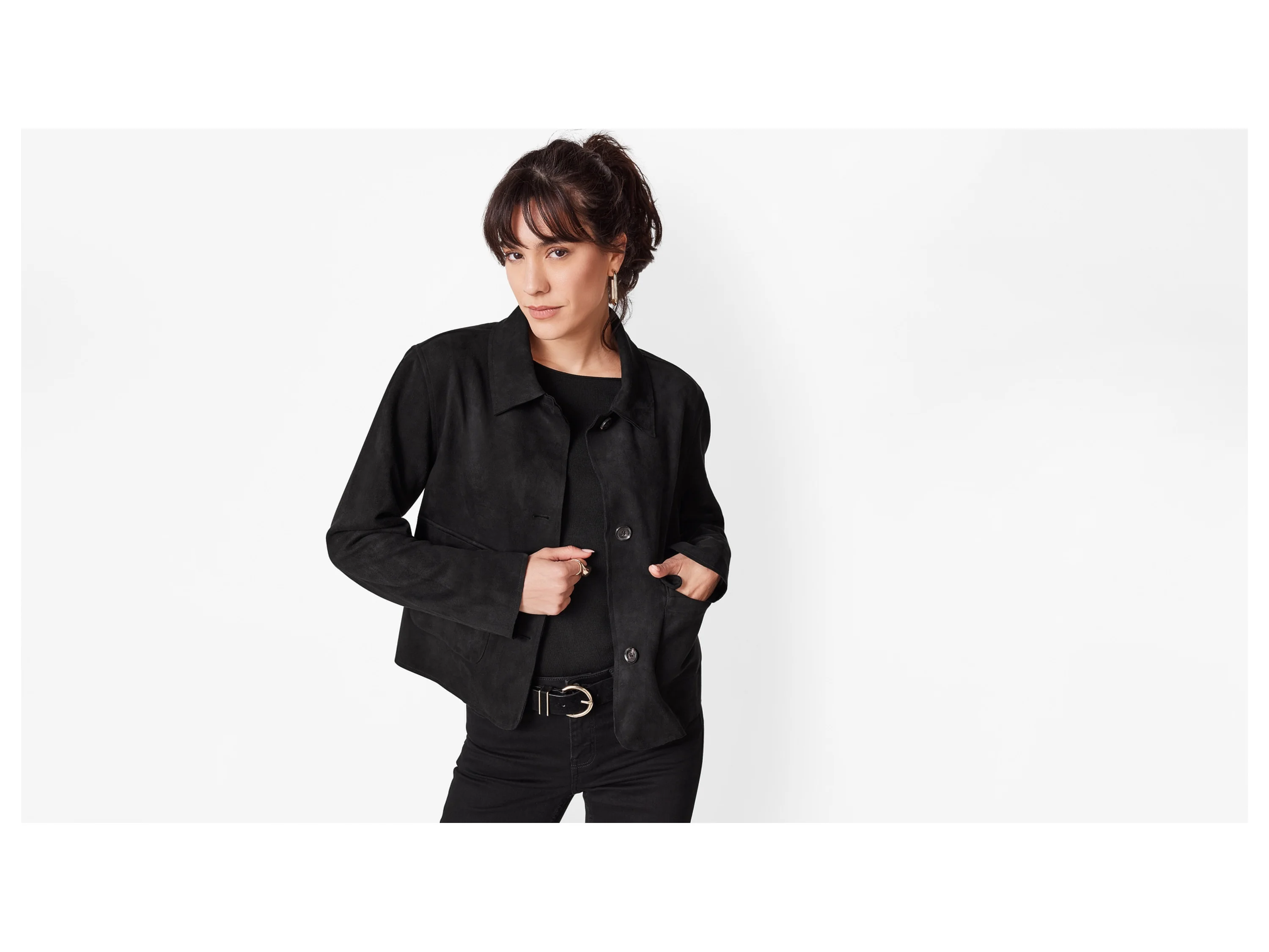 ESMARA® Damen Velours-Blouson (Schwarz, M(40/42)) – Bild 2 von 4
