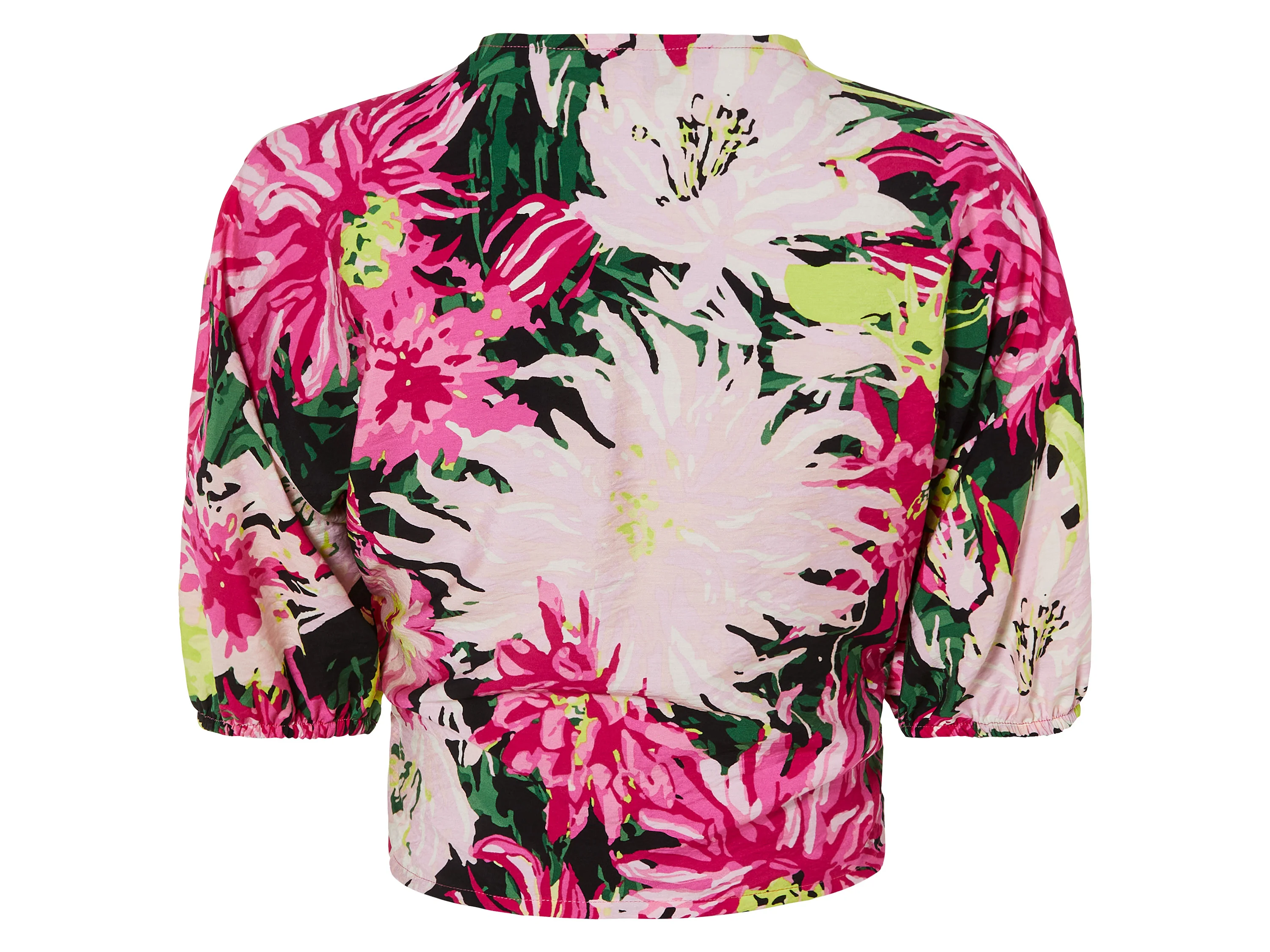 ESMARA® Damen Wickelbluse (Blumen/rosa/pink, 38) – Bild 3 von 4