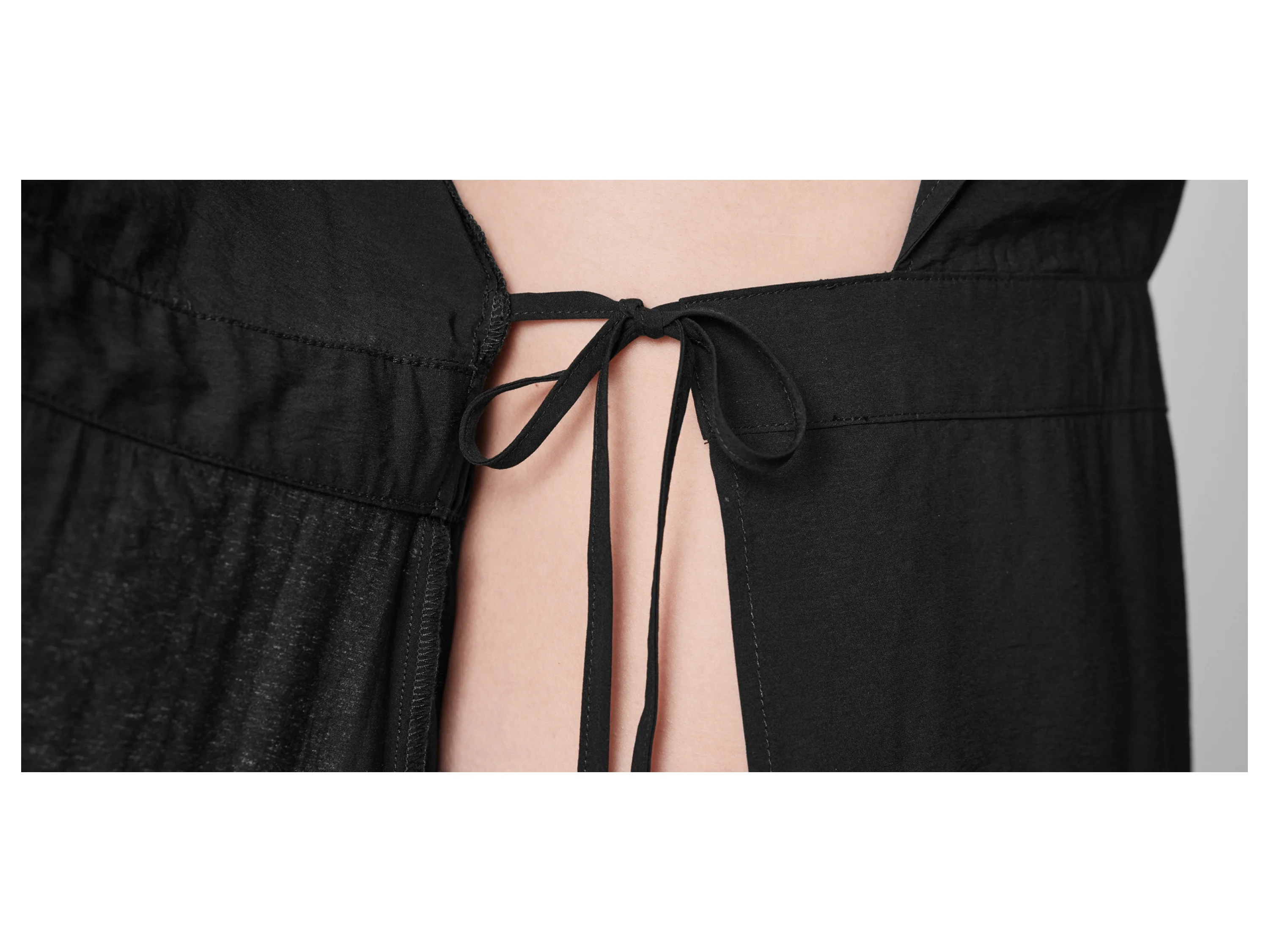 ESMARA® Damen Wickelkleid / Kleid, mit Bindeband (Schwarz, 36) – Bild 4 von 4