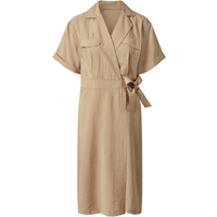 ESMARA® Damen Wickelkleid / Kleid, mit Bindeband (Beige, 36)