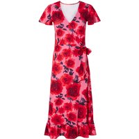 ESMARA® Damen Wickelkleid (Muster pink/rot, XS)