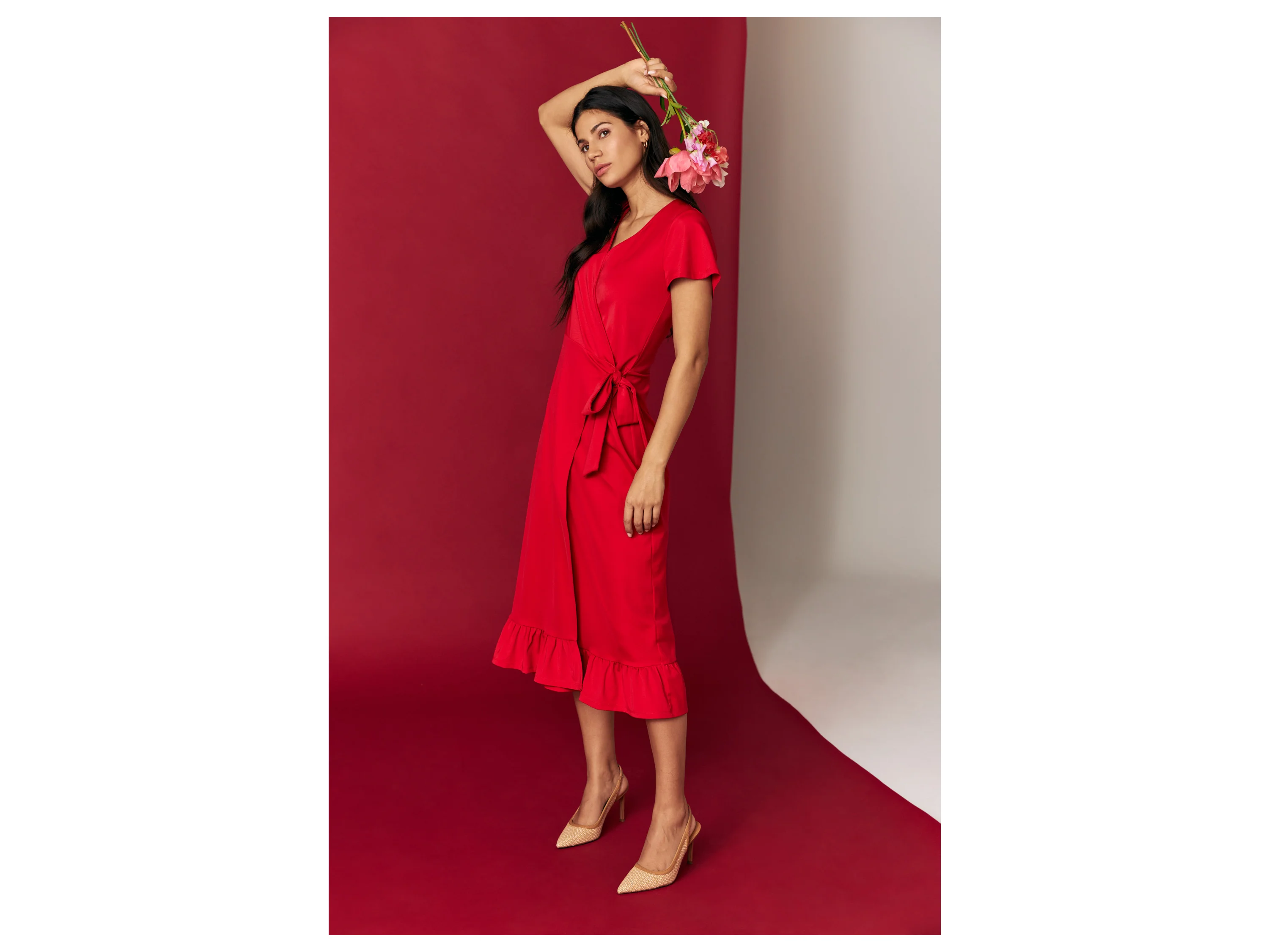 ESMARA® Damen Wickelkleid (Rot, XS) – Bild 2 von 3