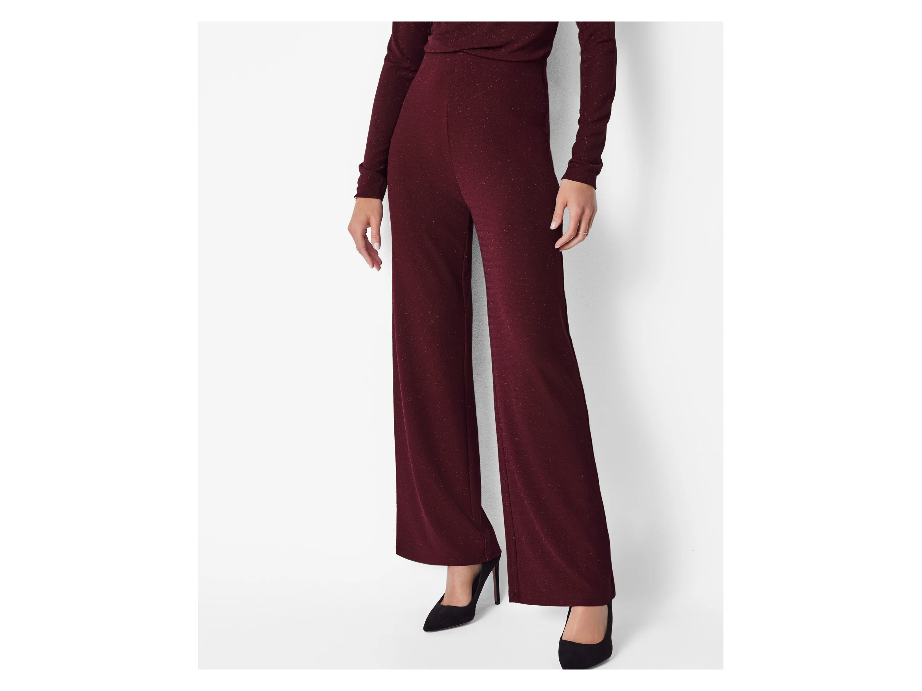 ESMARA® Damen Wide-Leg-Hose (Burgunder, S(36/38)) – Bild 2 von 4