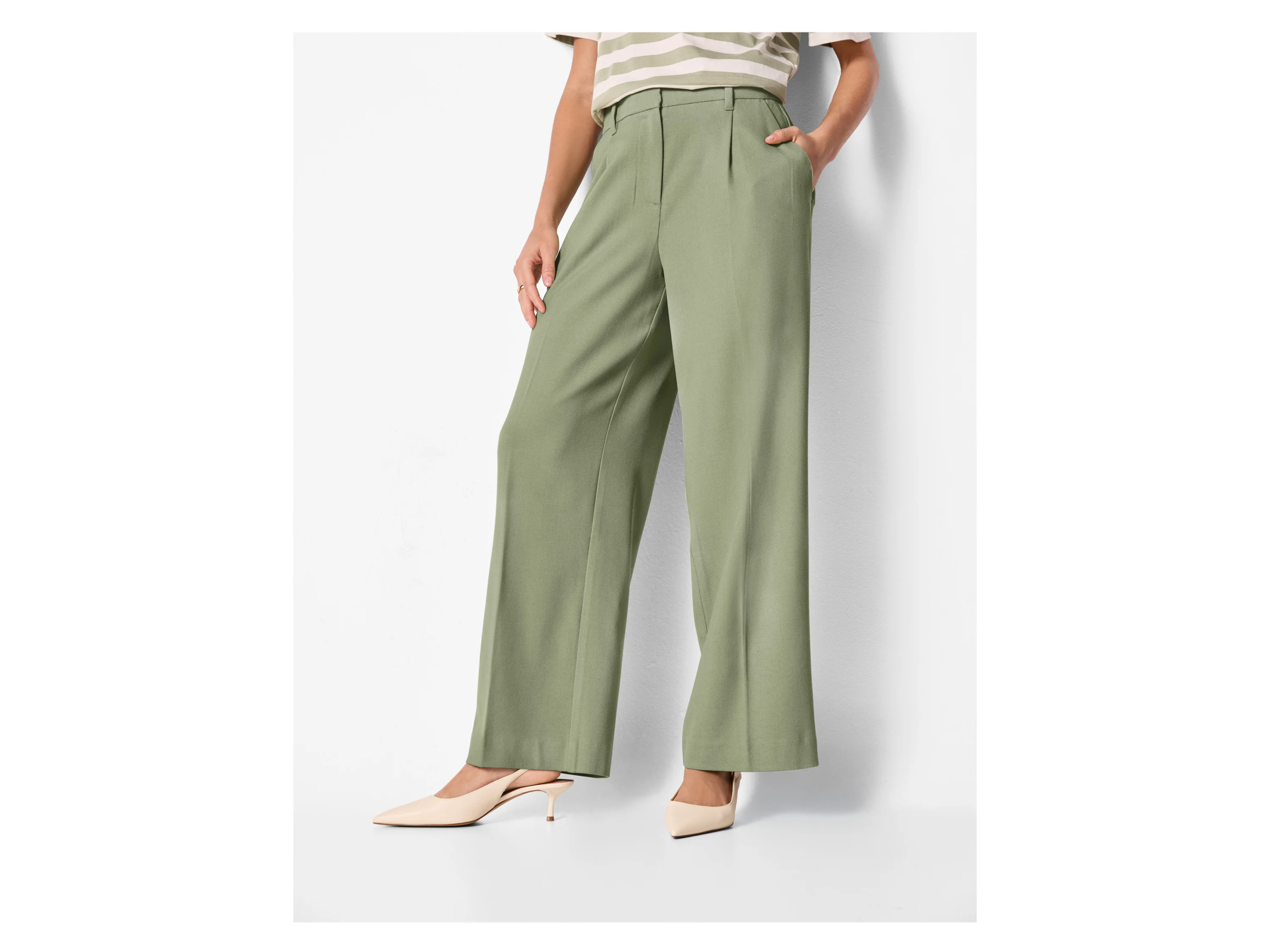 ESMARA® Damen Wide-Leg-Hose (Grün, M) – Bild 2 von 4