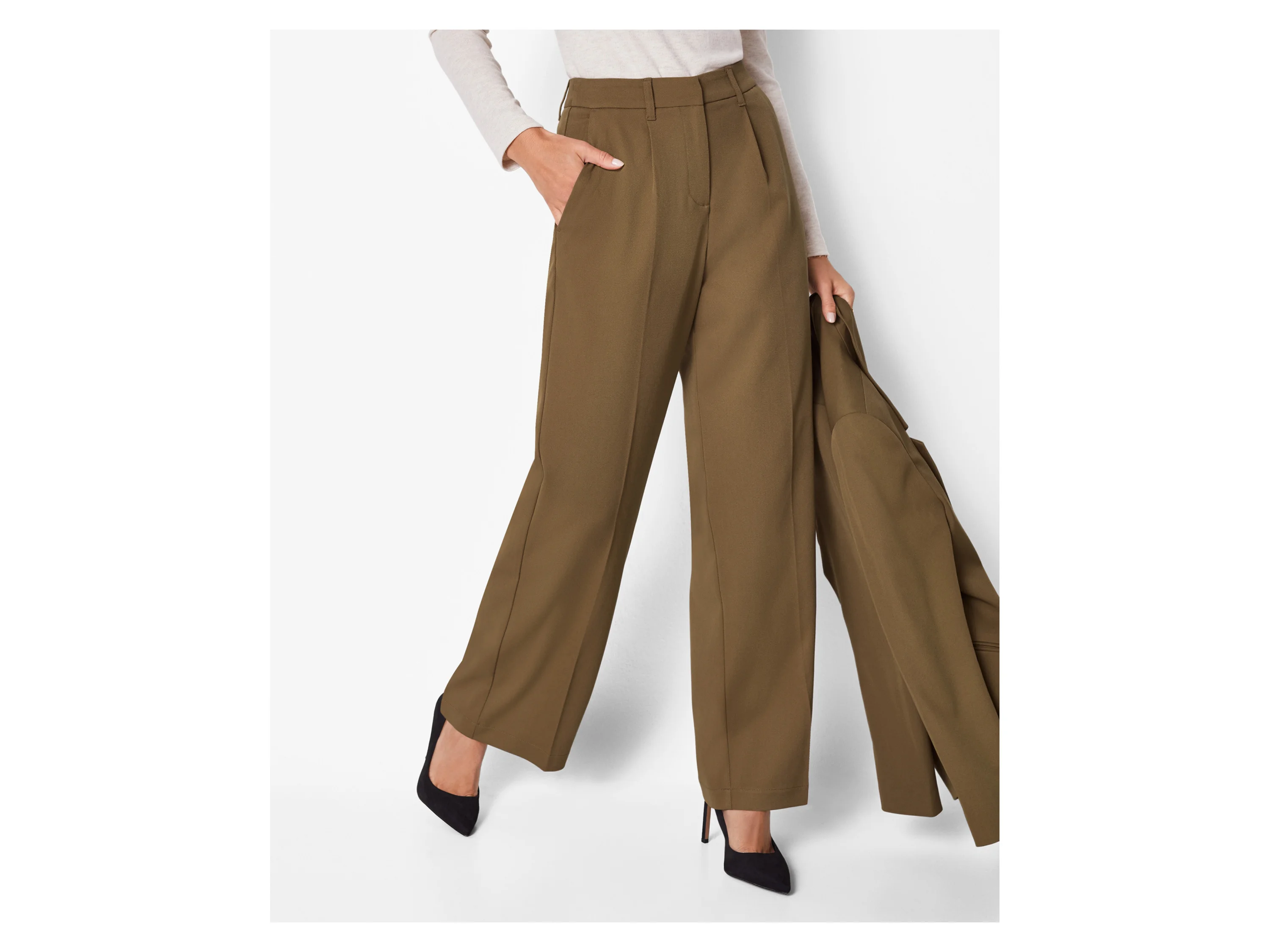 ESMARA® Damen Wide-Leg-Hose (Olive, 36) – Bild 2 von 3