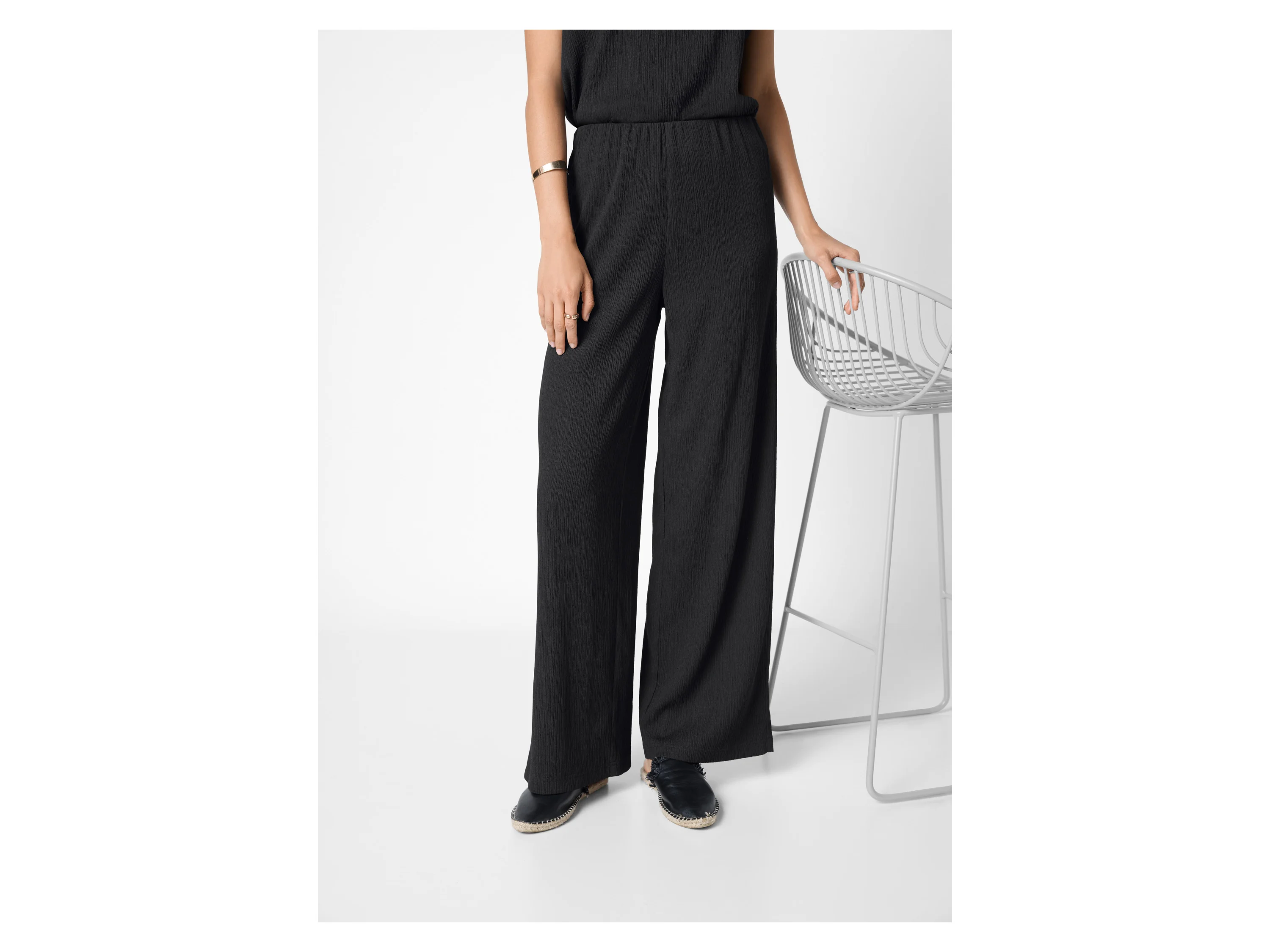 ESMARA® Damen Wide-Leg-Hose (Schwarz, L(44/46)) – Bild 2 von 3
