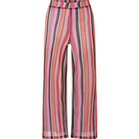 ESMARA® Damen Wide-Leg-Strickhose, blickdicht gefüttert (Streifen/rot, L(44/46))