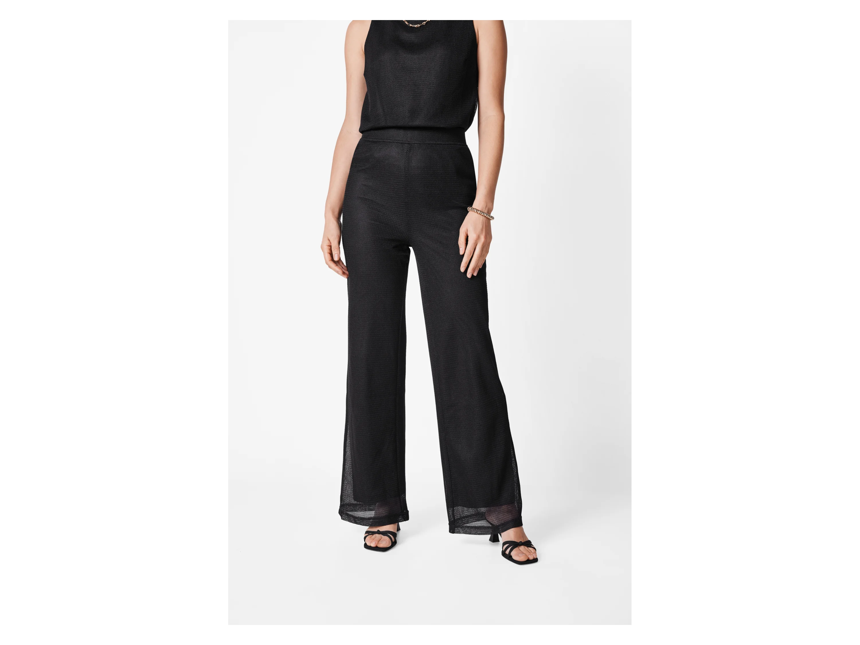 ESMARA® Damen Wide-Leg-Strickhose, blickdicht gefüttert (Schwarz, L(44/46)) – Bild 2 von 3
