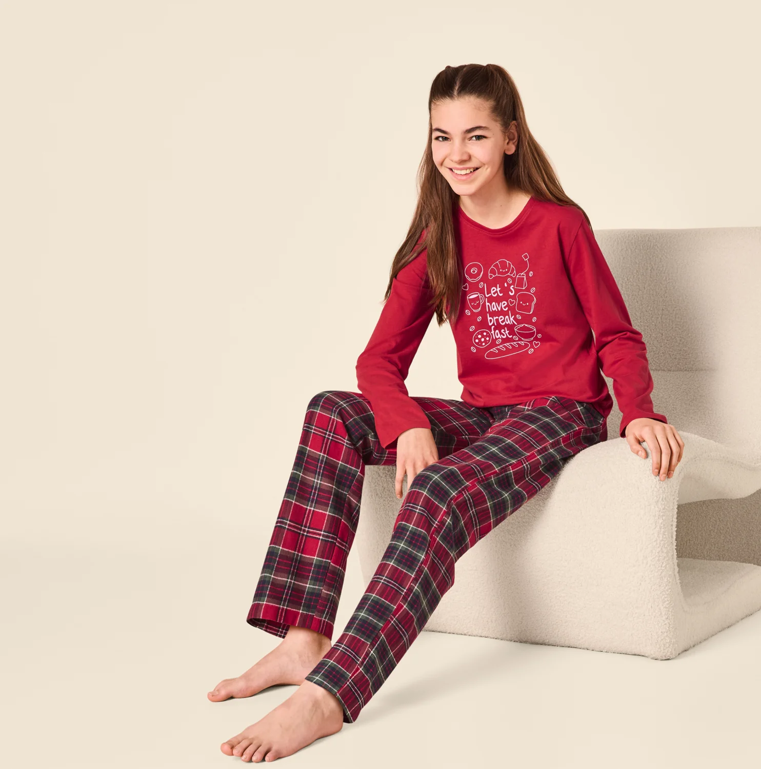 ESMARA KIDS Kinder Pyjama (Rot, 158/164) – Bild 2 von 4