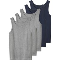 ESMARA® Kinder Jungen Unterhemd, 5 Stück (grau/navy, 134/140)