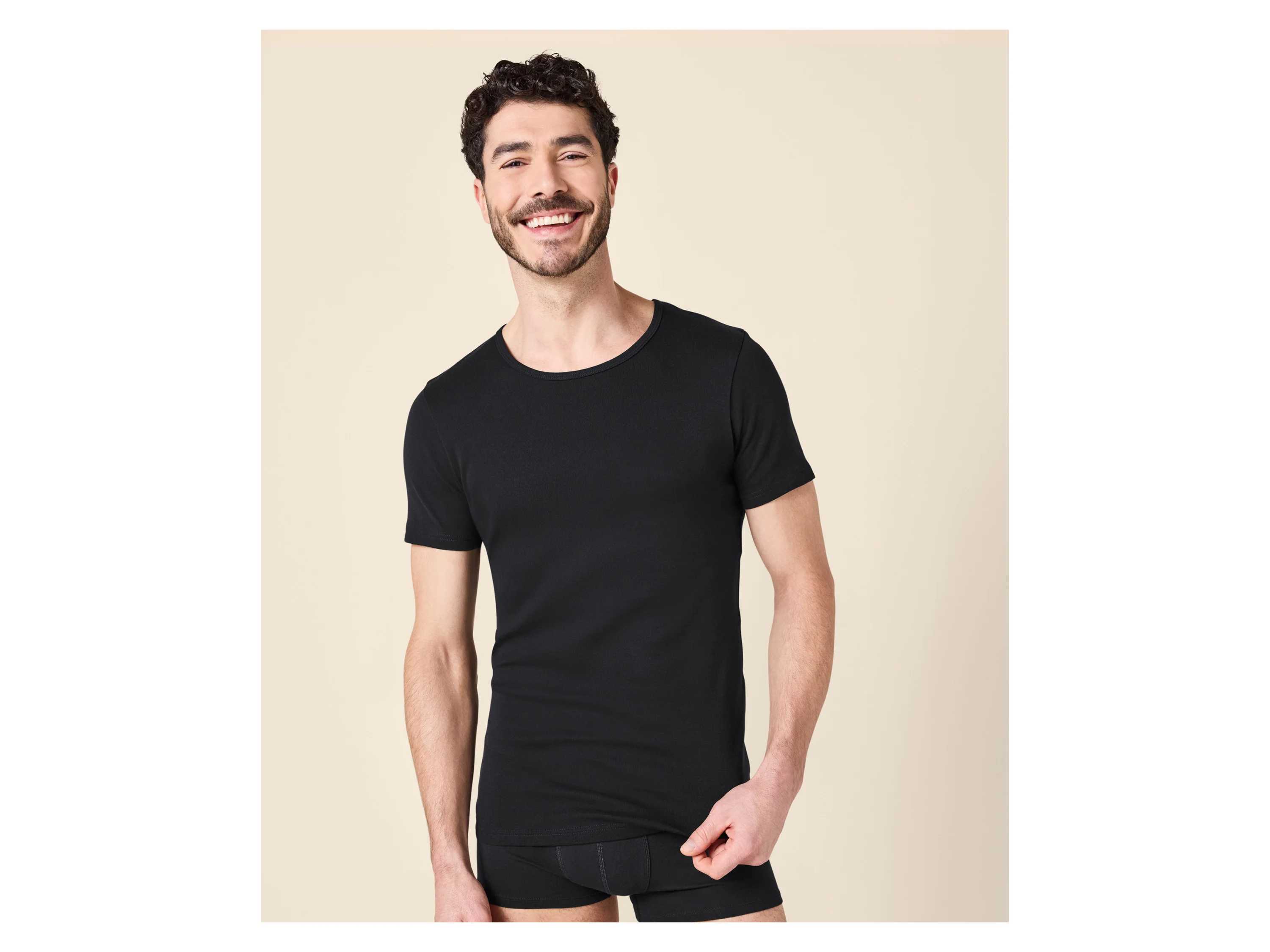 ESMARA MEN Feinripp-Unterziehshirts, 3 Stück (Rundhals, Schwarz, 7/XL) – Bild 2 von 4