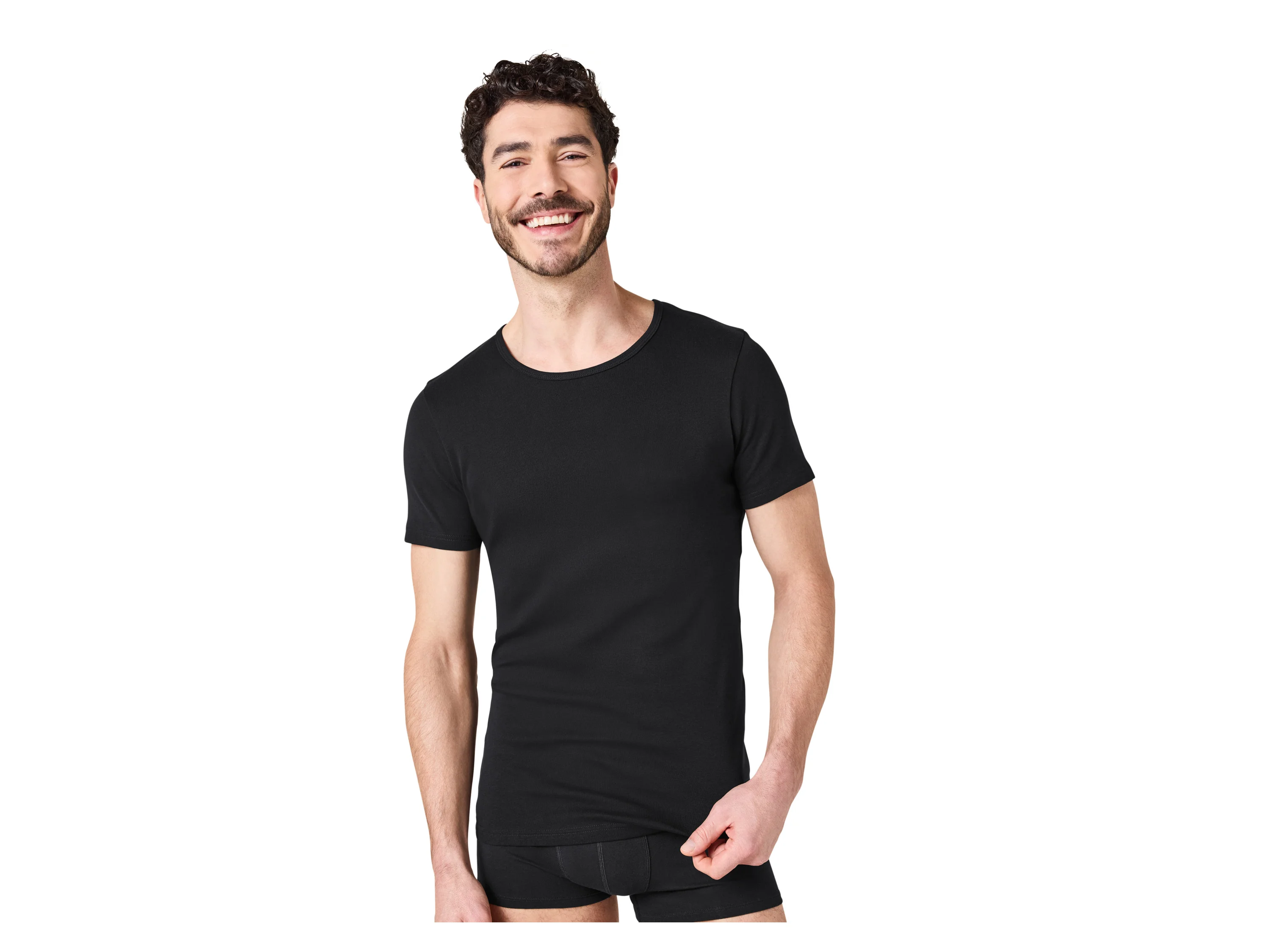 ESMARA MEN Feinripp-Unterziehshirts, 3 Stück (Rundhals, Schwarz, 4/S) – Bild 4 von 4