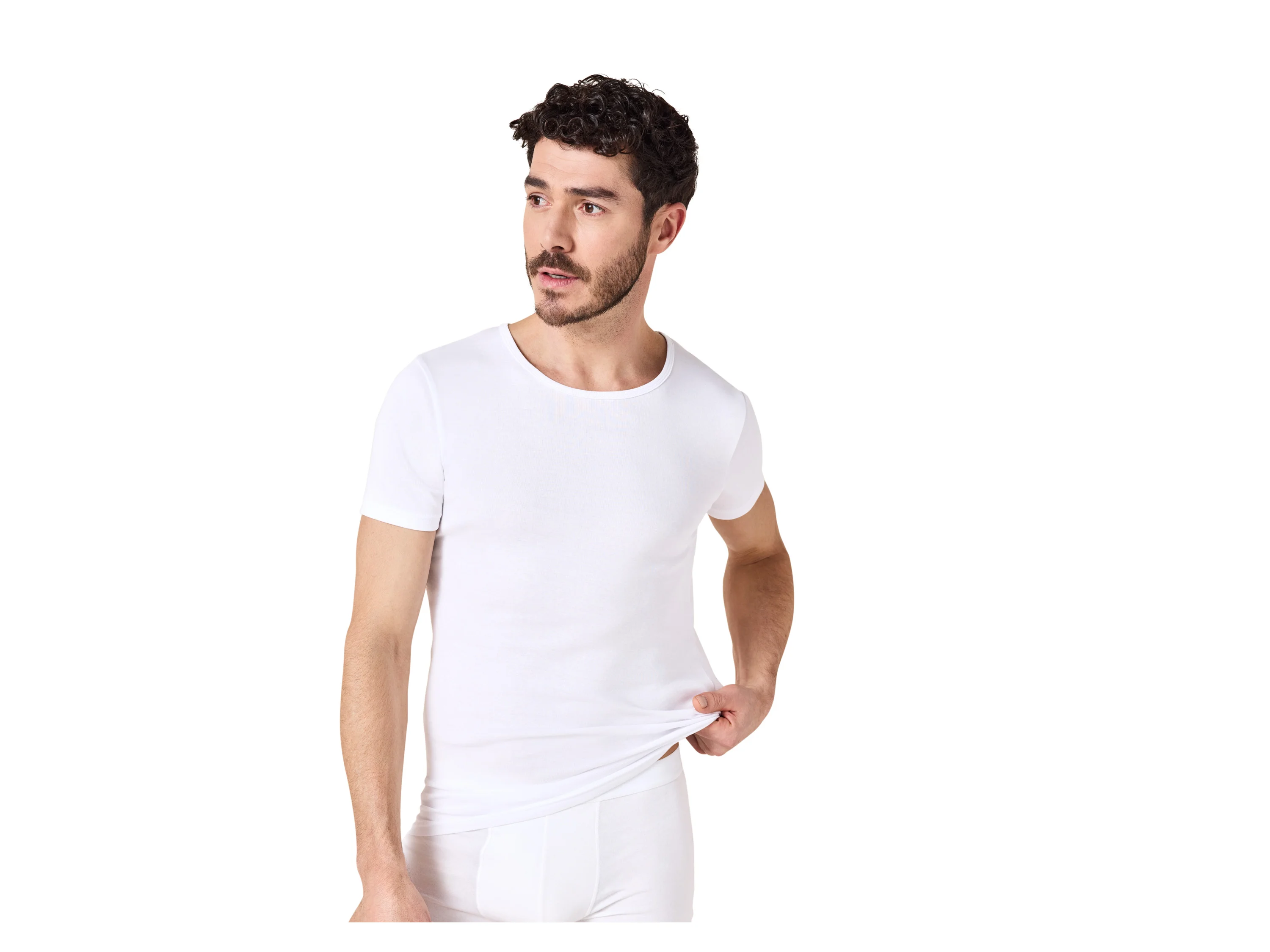 ESMARA MEN Feinripp-Unterziehshirts, 3 Stück (Rundhals, Weiß, 5/M) – Bild 4 von 4