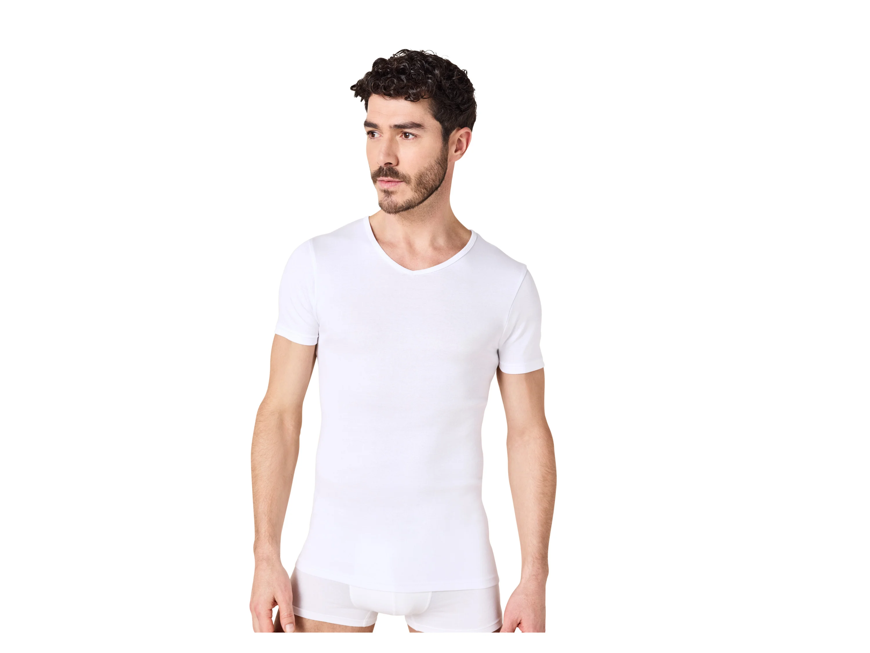 ESMARA MEN Feinripp-Unterziehshirts, 3 Stück (V-Ausschnitt, Weiß, 6/L) – Bild 4 von 4