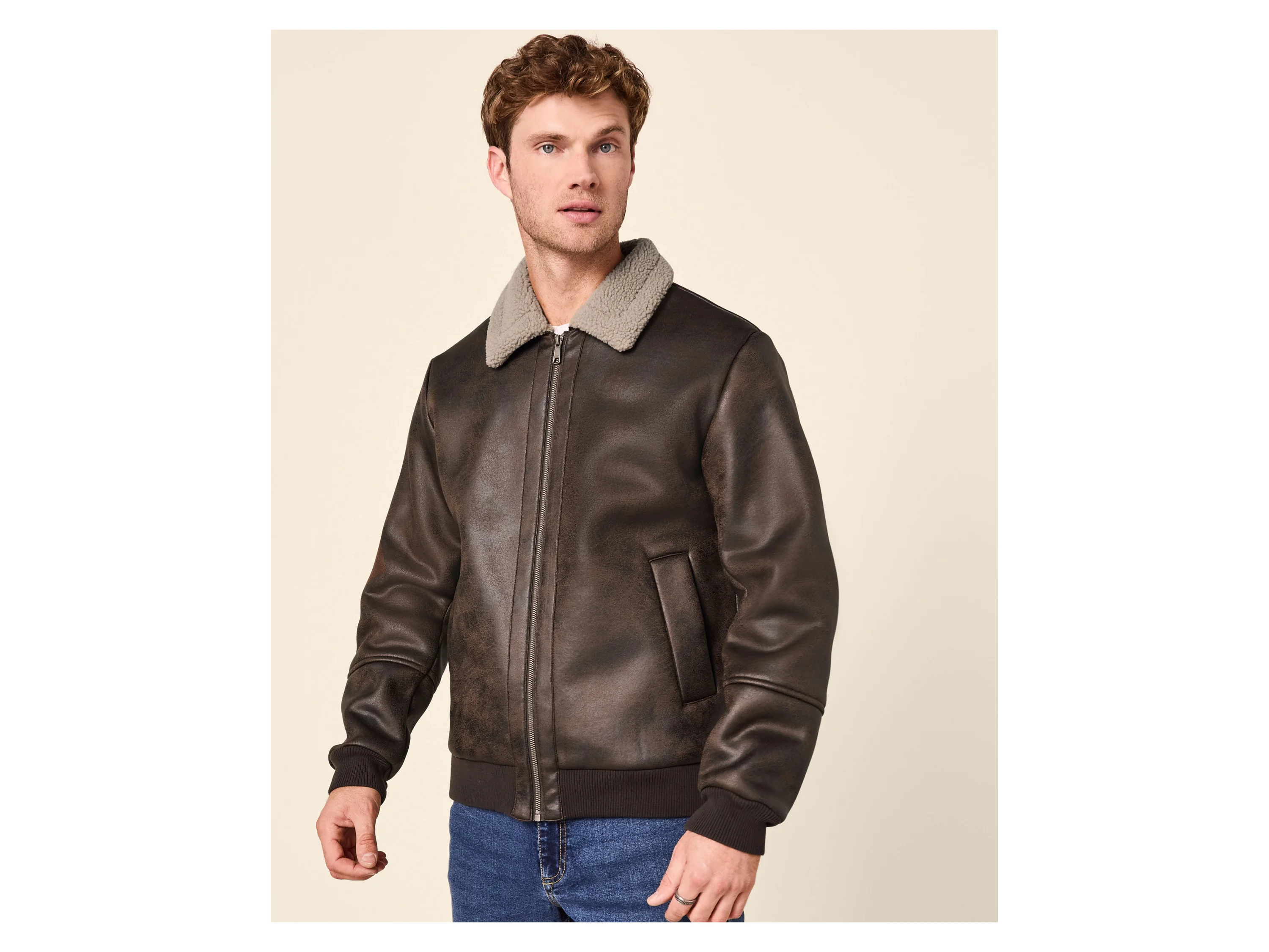 ESMARA MEN Herren Bikerjacke (Braun, XXL (60/62)) – Bild 2 von 4