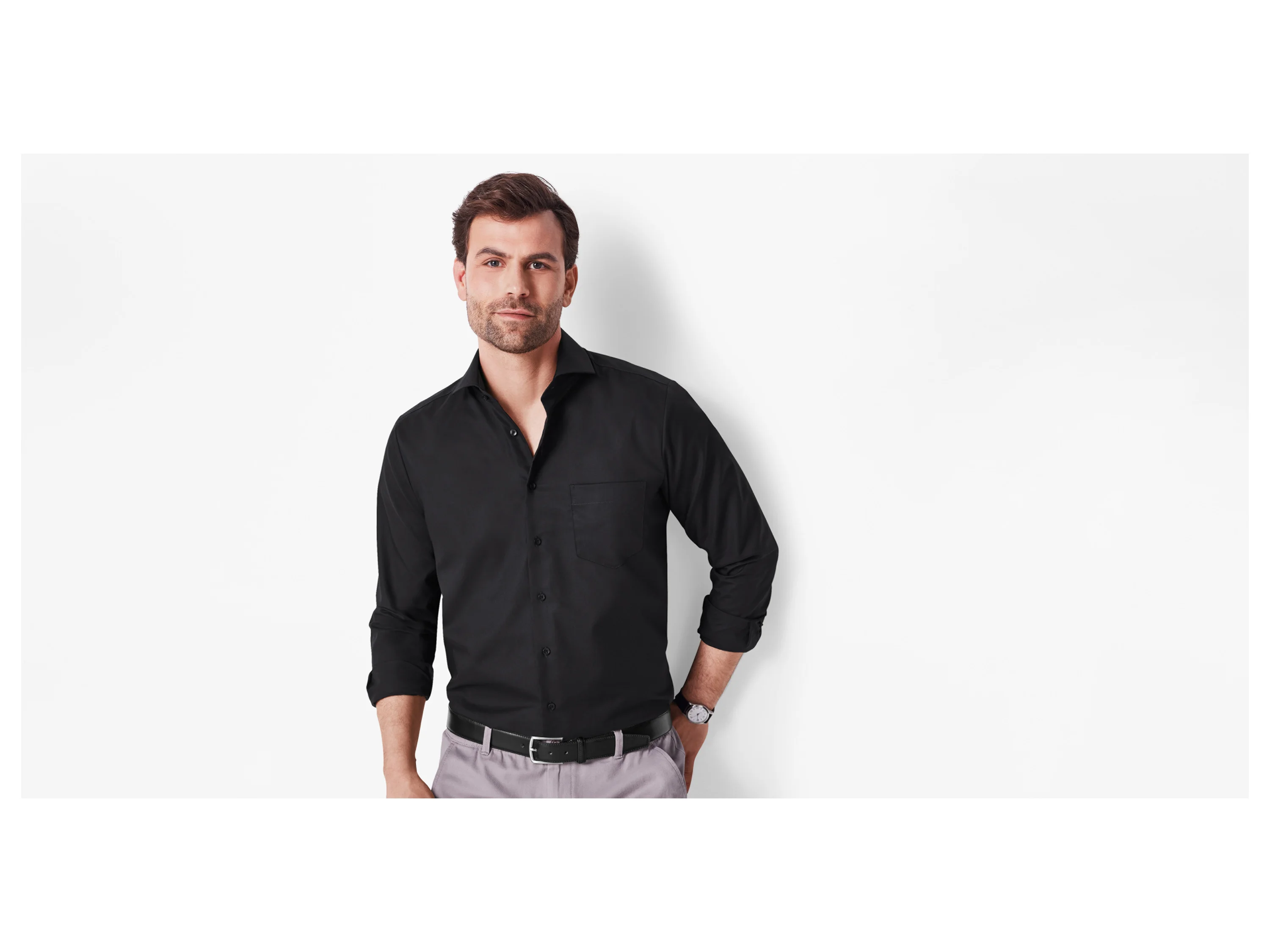 ESMARA MEN Herren Businesshemd, Regular Fit (Schwarz, 43) – Bild 2 von 4