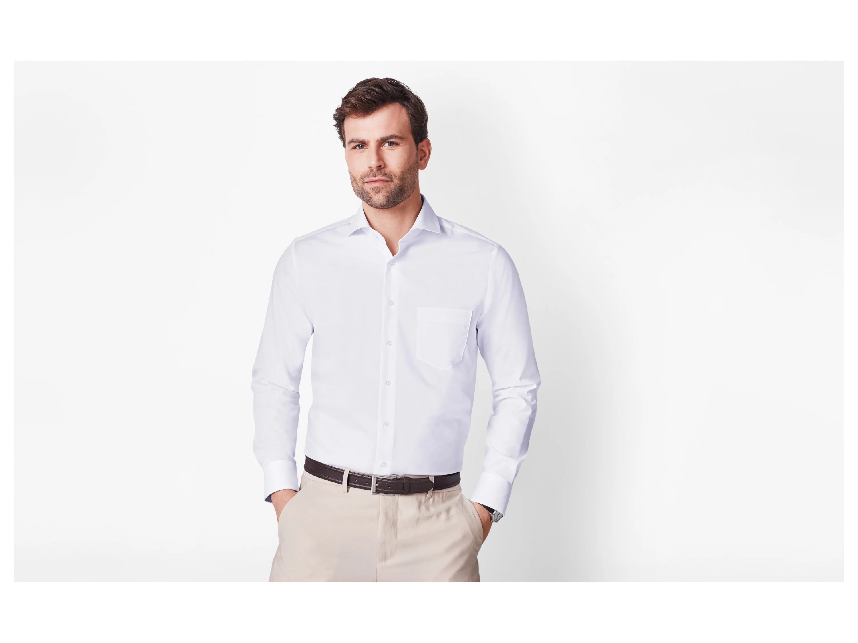 ESMARA MEN Herren Businesshemd, Regular Fit (Weiß, 43) – Bild 2 von 4