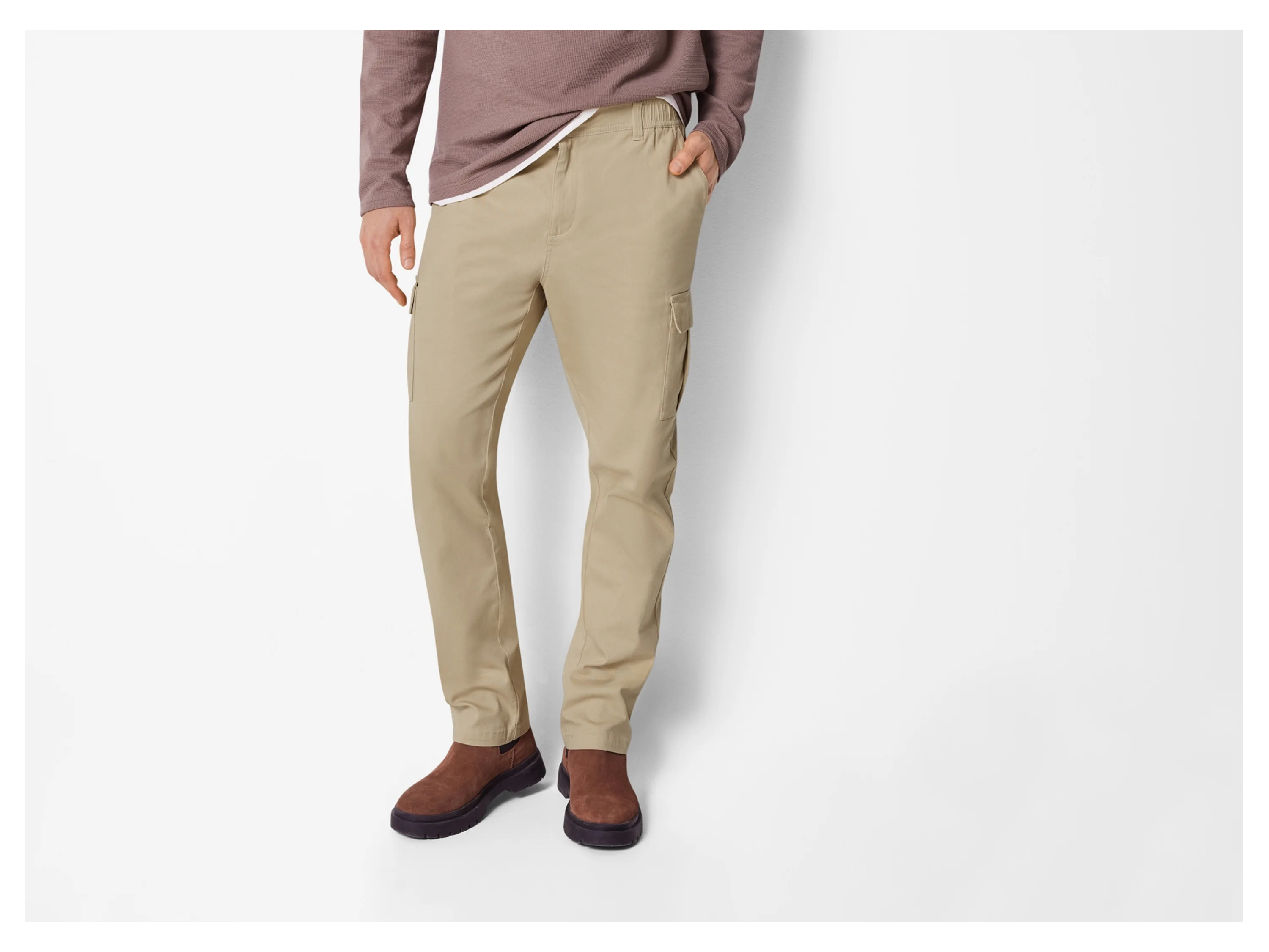 ESMARA MEN Herren Cargohose, mit seitlichen Eingrifftaschen (Beige, S (44/46)) – Bild 2 von 4