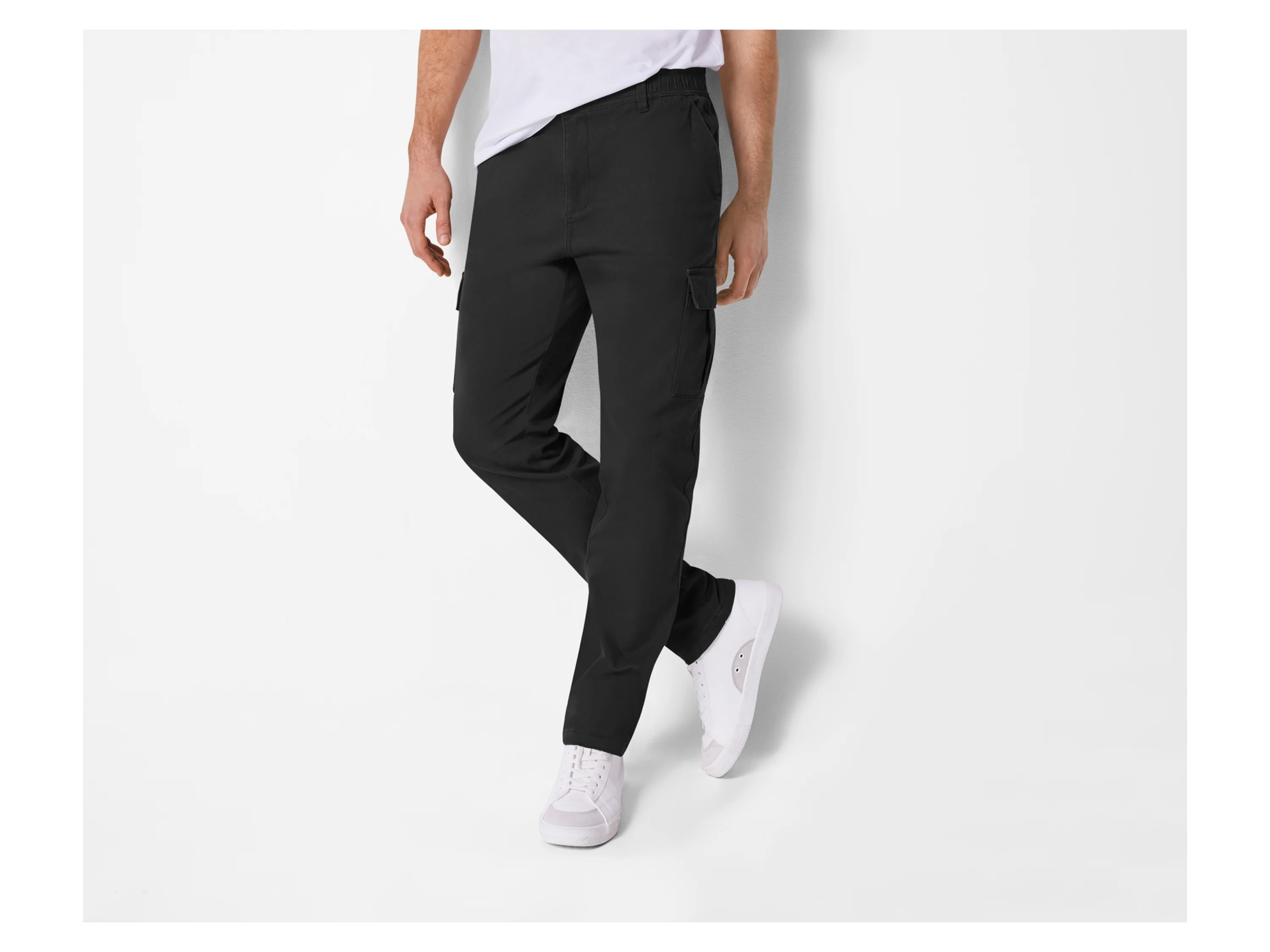 ESMARA MEN Herren Cargohose, mit seitlichen Eingrifftaschen (Schwarz, L (52/54)) – Bild 2 von 4