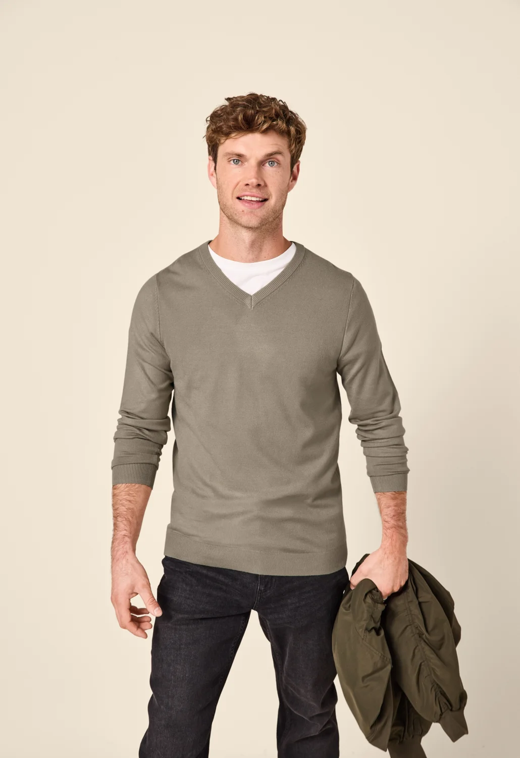 ESMARA MEN Herren Feinstrickpullover (Beige, M (48/50)) – Bild 2 von 3