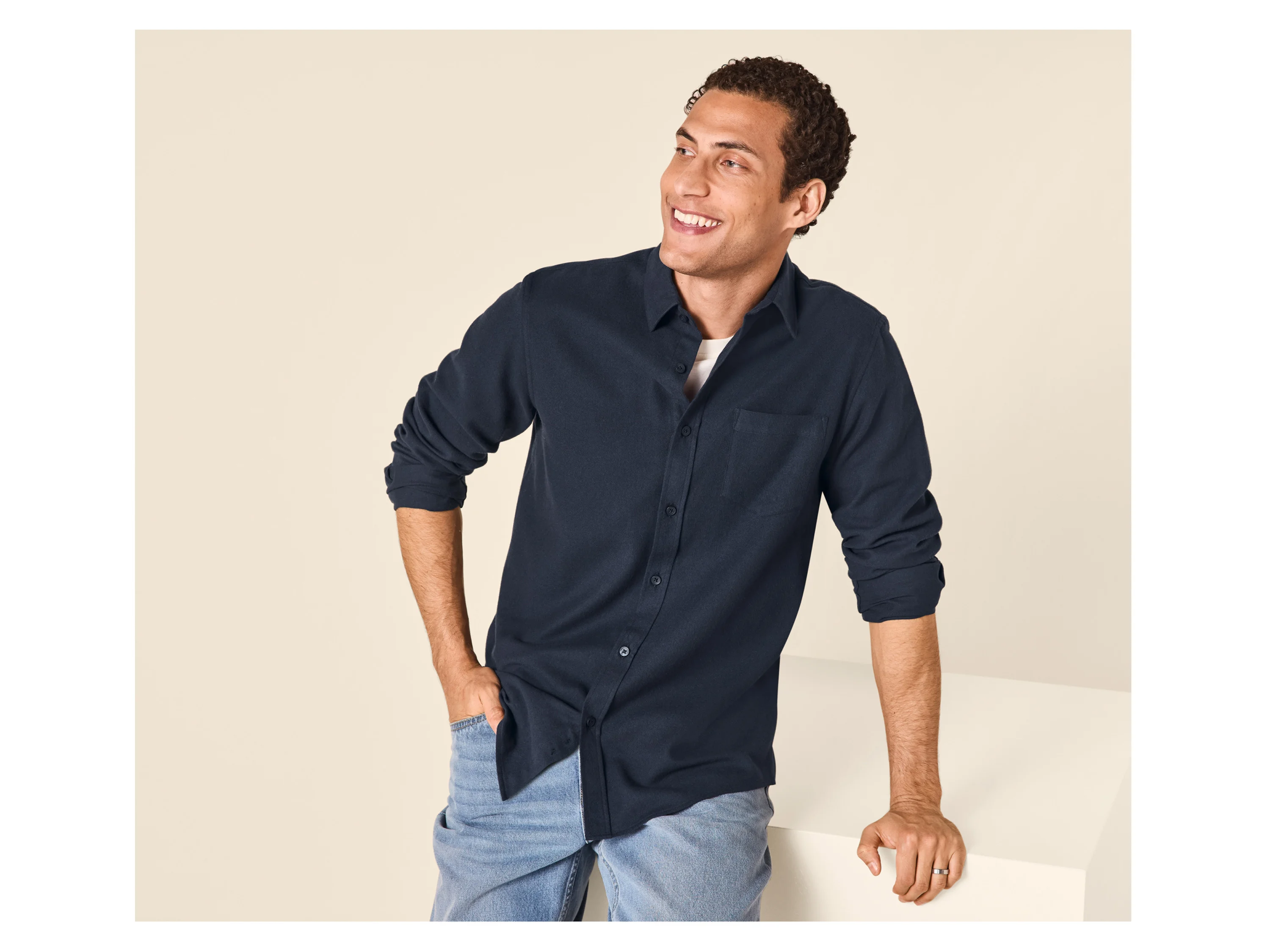 ESMARA MEN Herren Flanell-Freizeithemd (Navy, XL (43/44)) – Bild 2 von 3