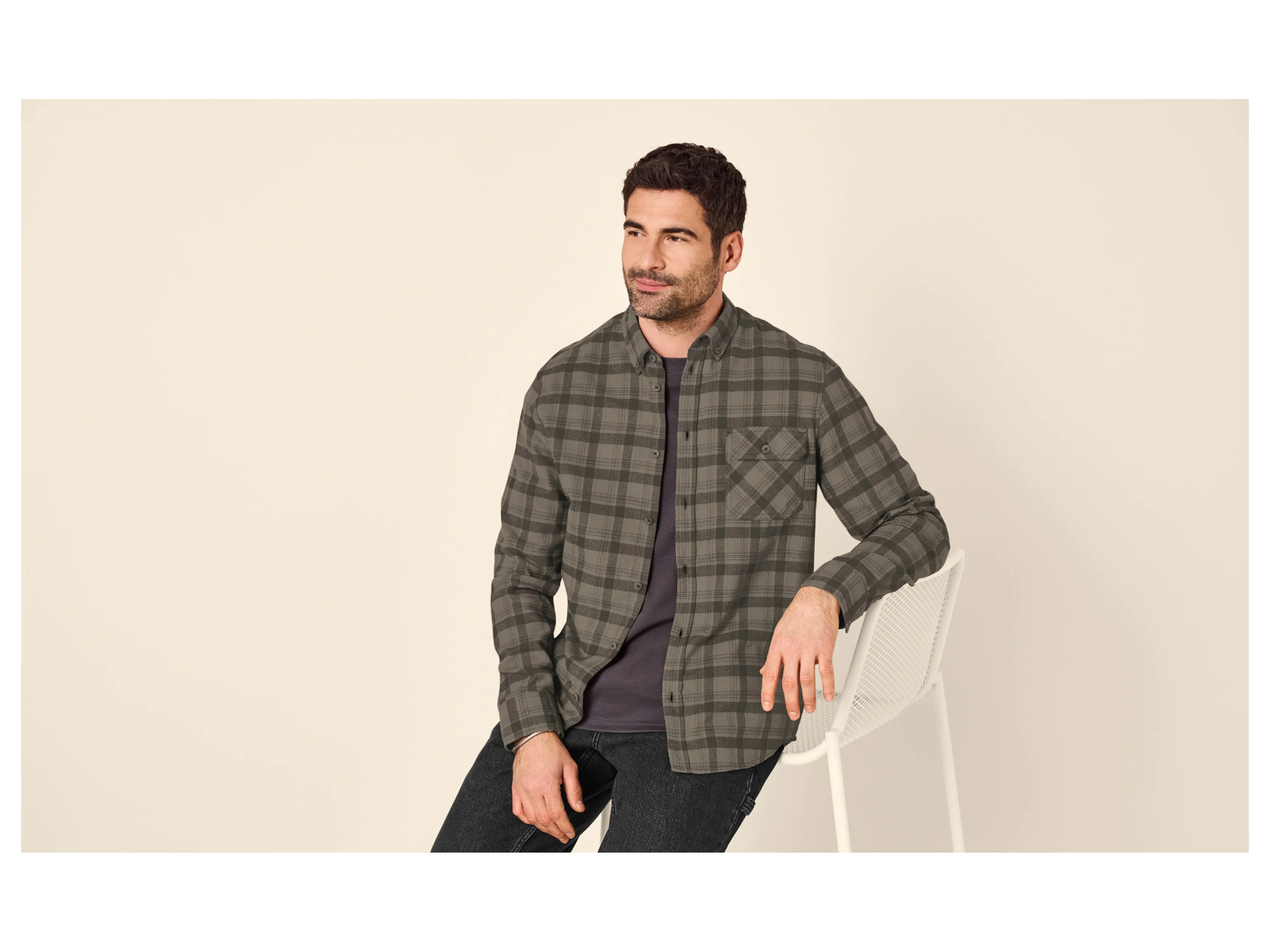 ESMARA MEN Herren Flanellhemd (Braun, L (41/42)) – Bild 2 von 4