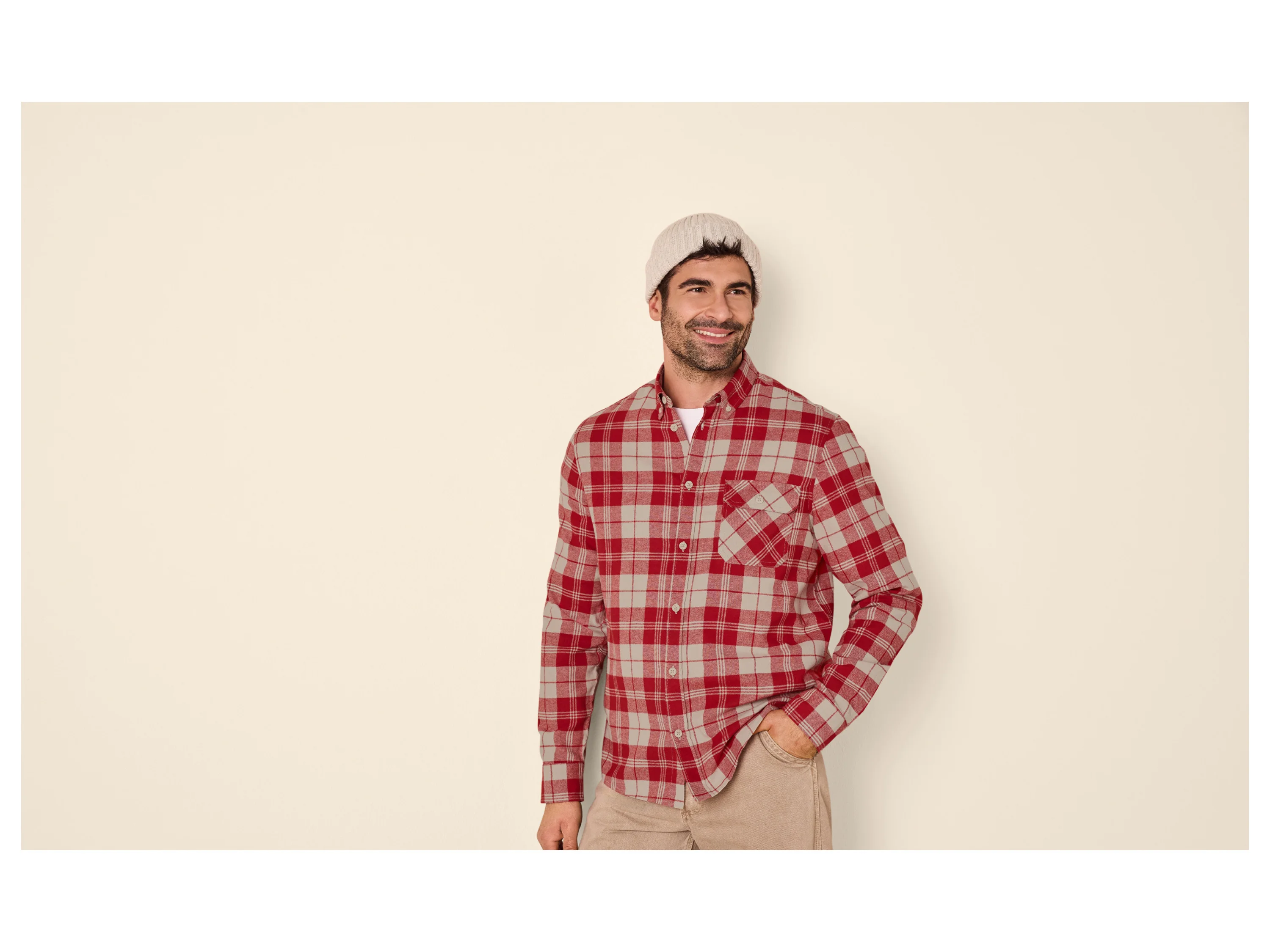 ESMARA MEN Herren Flanellhemd (Rot, L (41/42)) – Bild 2 von 4