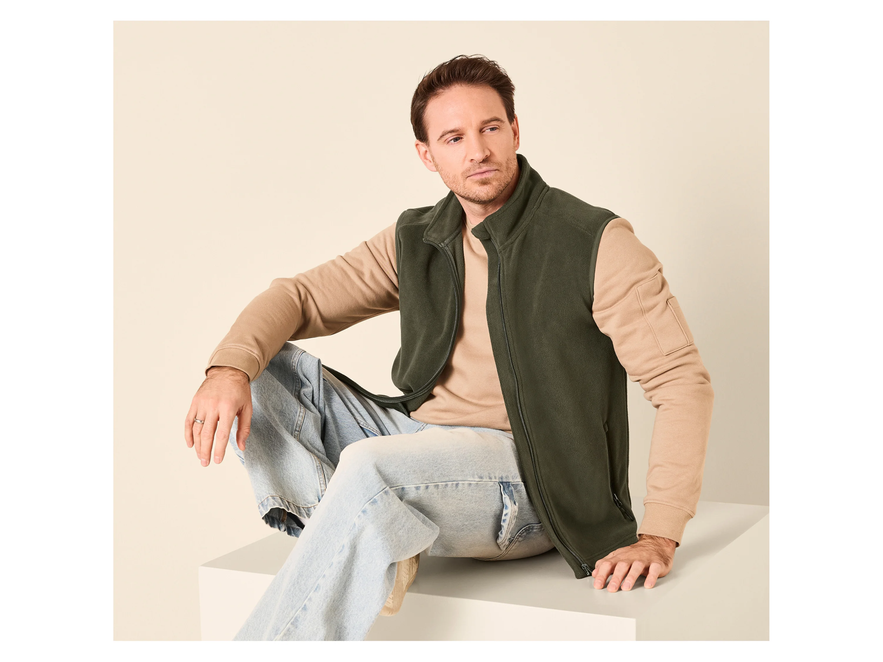 ESMARA MEN Herren Fleeceweste (Khaki, XXL (60/62)) – Bild 2 von 3