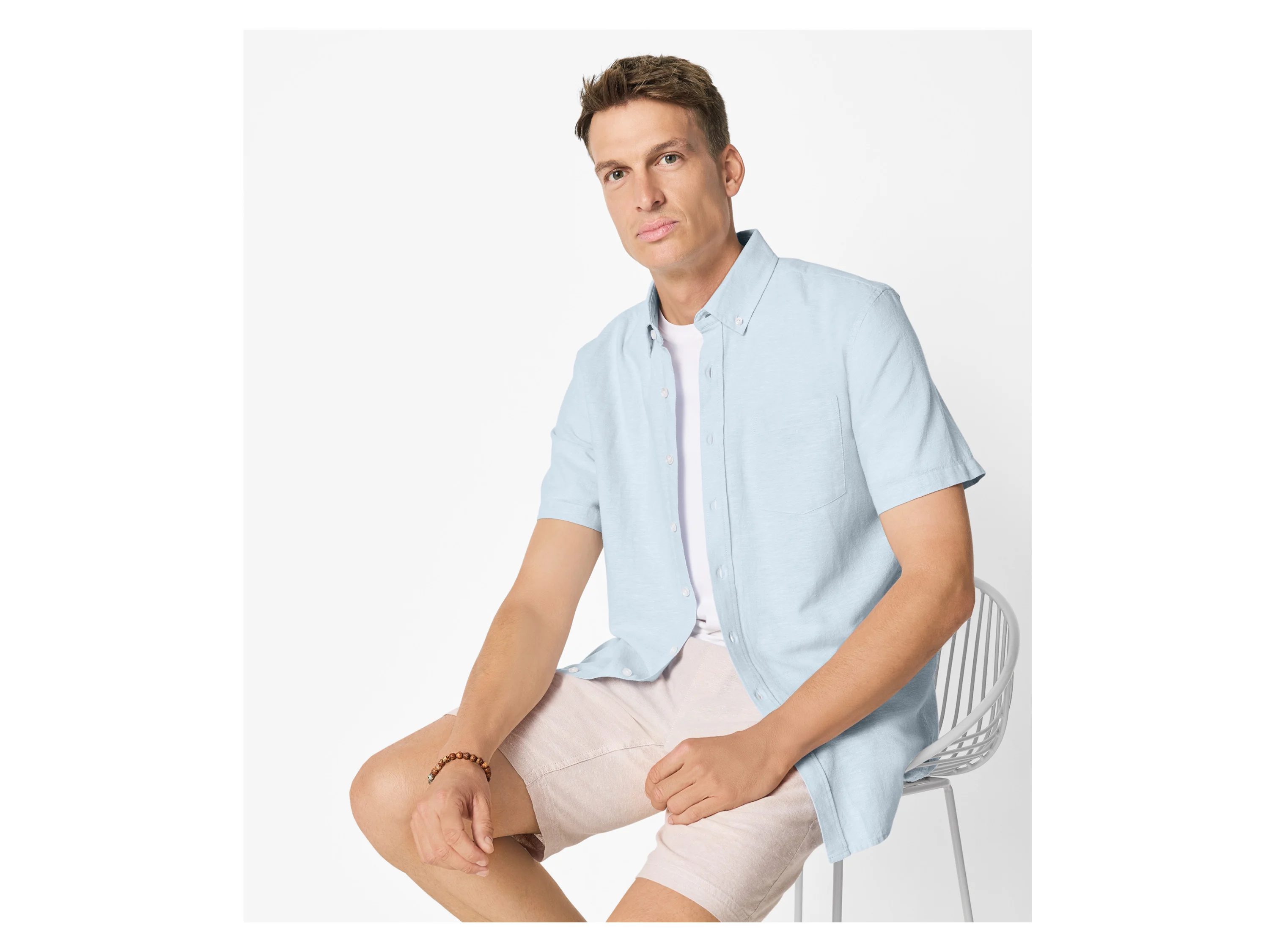 ESMARA MEN Herren Freizeithemd mit Leinen (Blau, XL (43/44)) – Bild 2 von 4