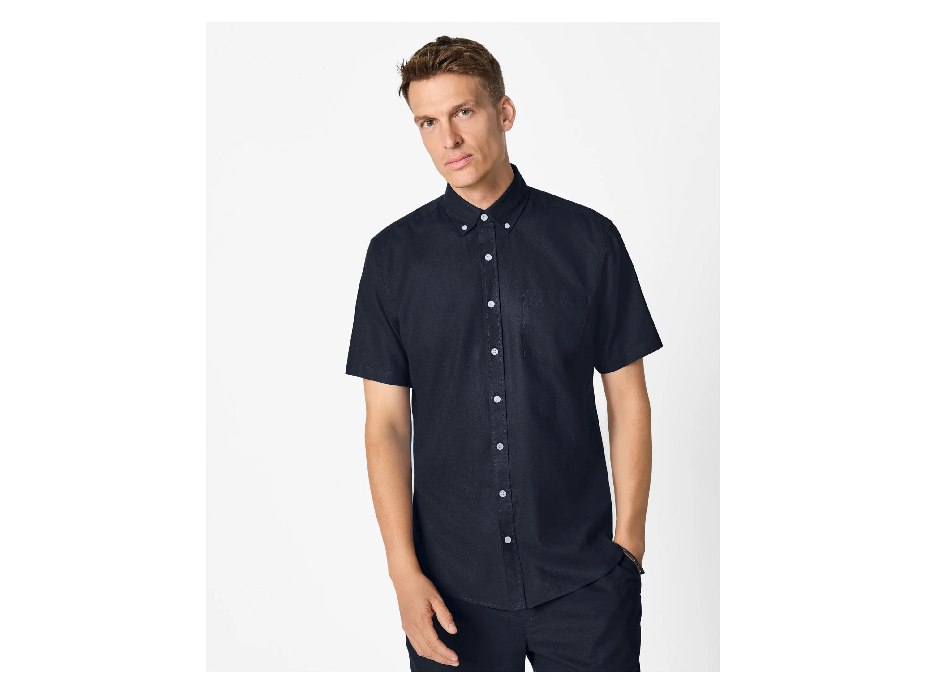 ESMARA MEN Herren Freizeithemd mit Leinen (Navy, S (37/38)) – Bild 2 von 4
