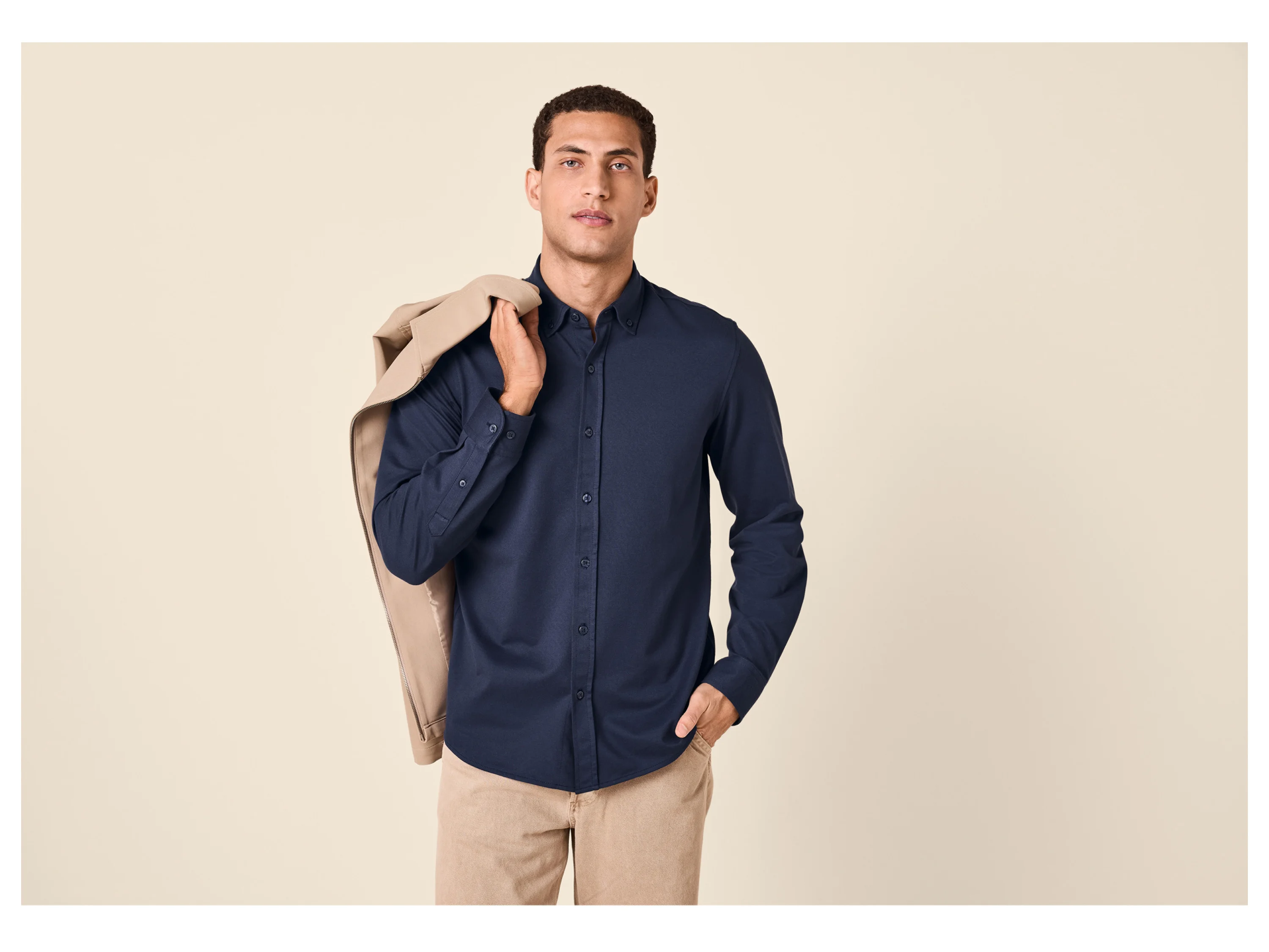 ESMARA MEN Herren Freizeithemd (Navy, M(39/40)) – Bild 2 von 4