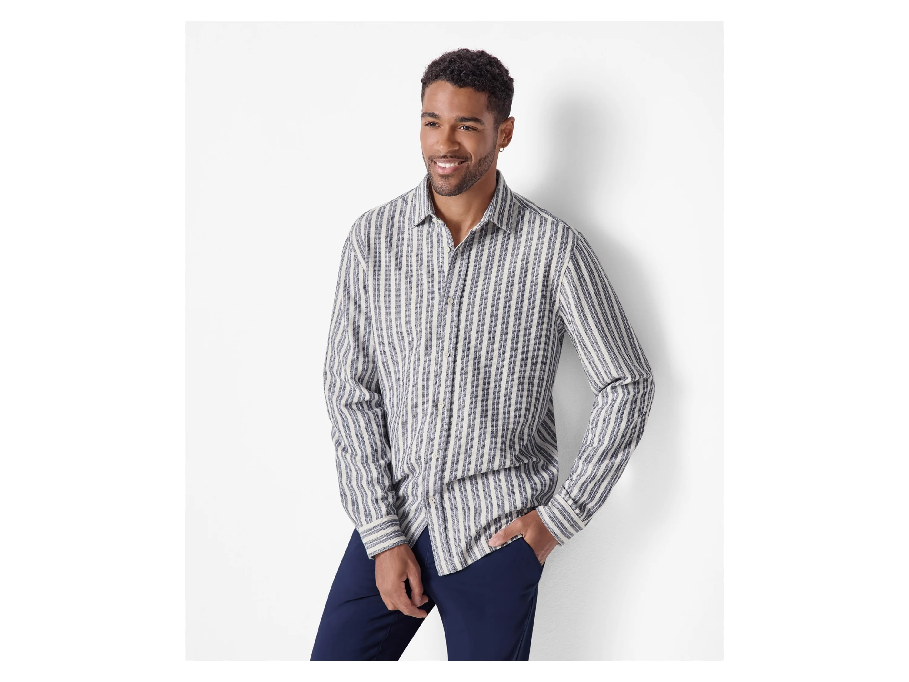 ESMARA MEN Herren Freizeithemd (weiß/blau, XL (43/44)) – Bild 2 von 4