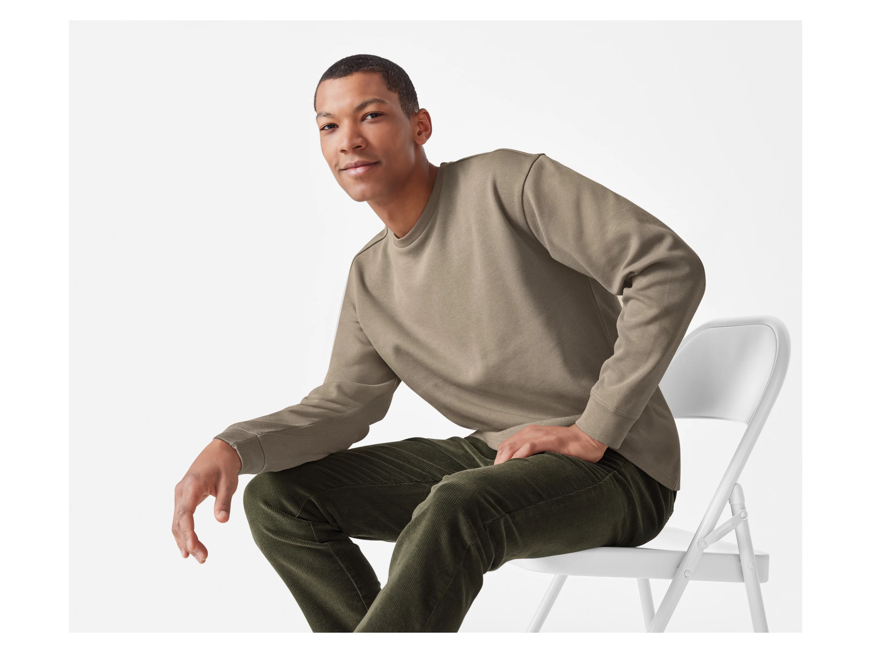 ESMARA MEN Herren Geripptes Sweatshirt (Beige, S (44/46)) – Bild 2 von 3