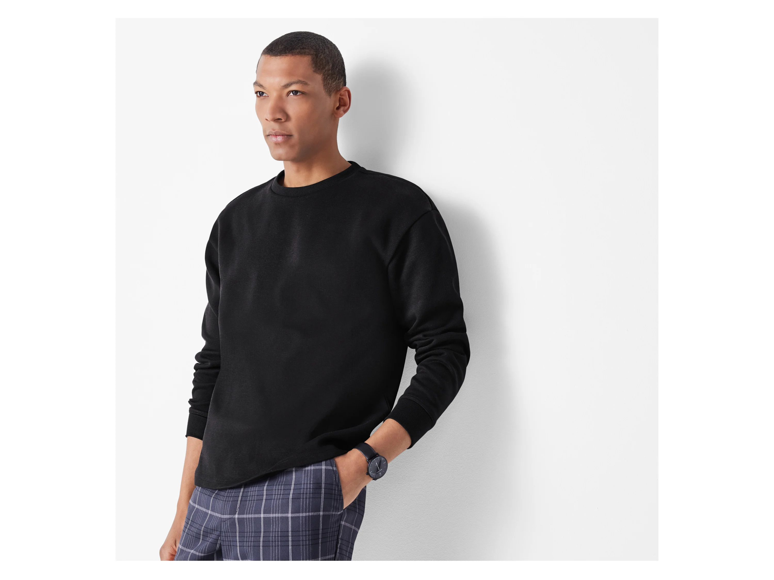 ESMARA MEN Herren Geripptes Sweatshirt (Schwarz, L (52/54)) – Bild 2 von 4