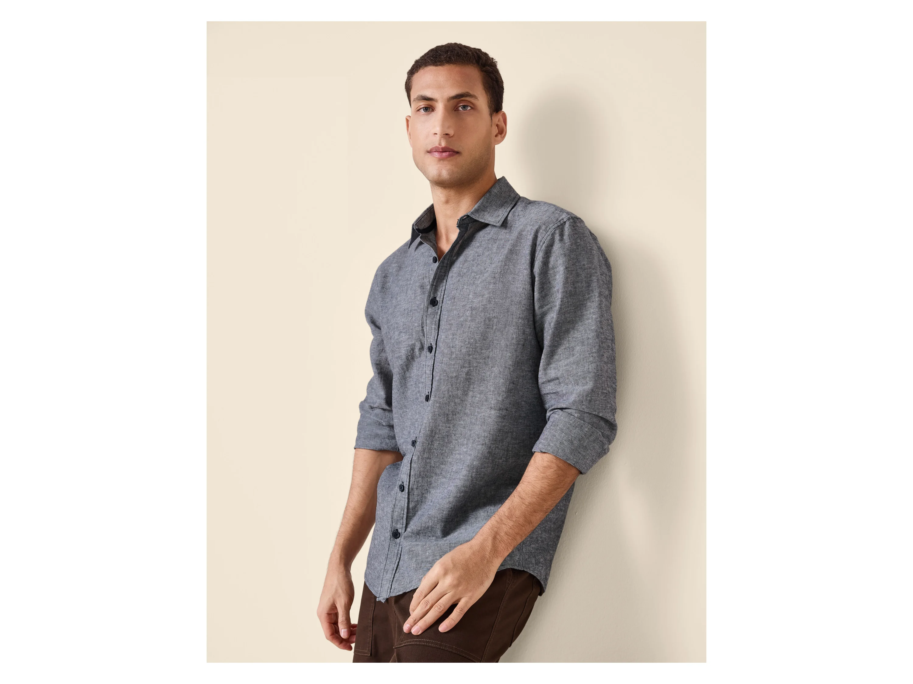 ESMARA MEN Herren Hemd mit Leinen (Navy, XXL(45/46)) – Bild 2 von 4