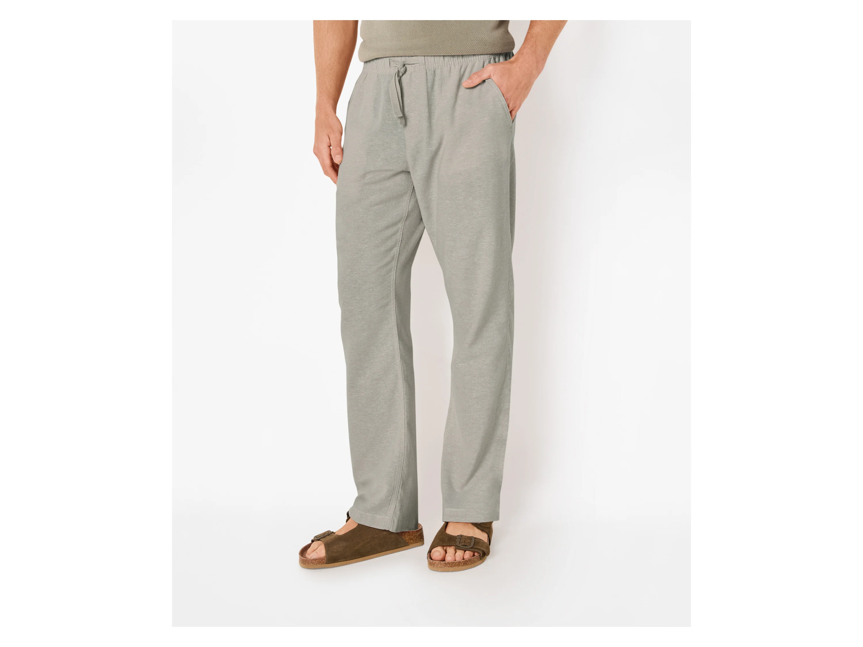 ESMARA MEN Herren Hose mit Leinen (Beige, L (52/54)) – Bild 2 von 4