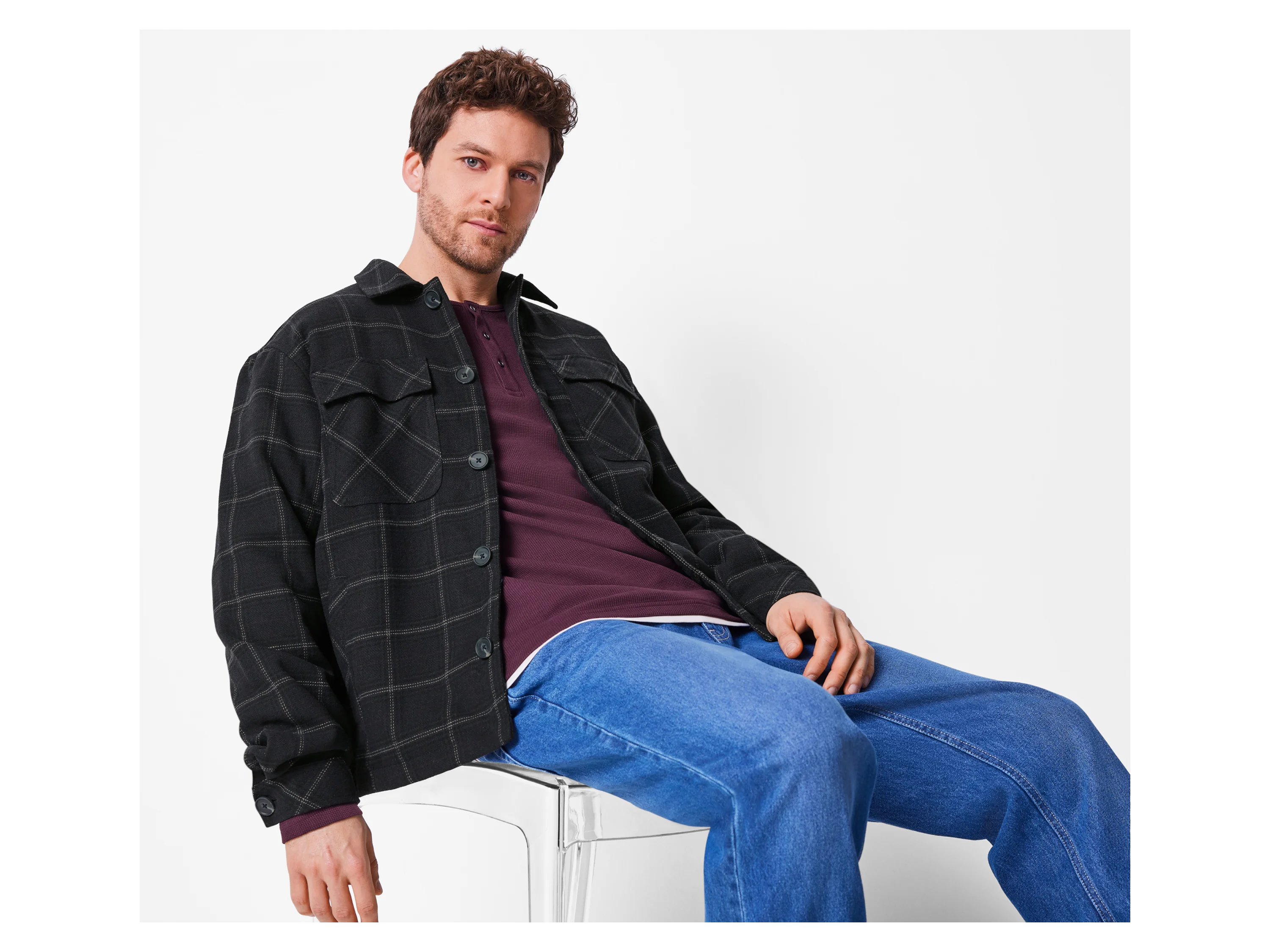 ESMARA MEN Herren Jacke, weiche Wolloptik (Dunkelblau, L (52/54)) – Bild 2 von 4