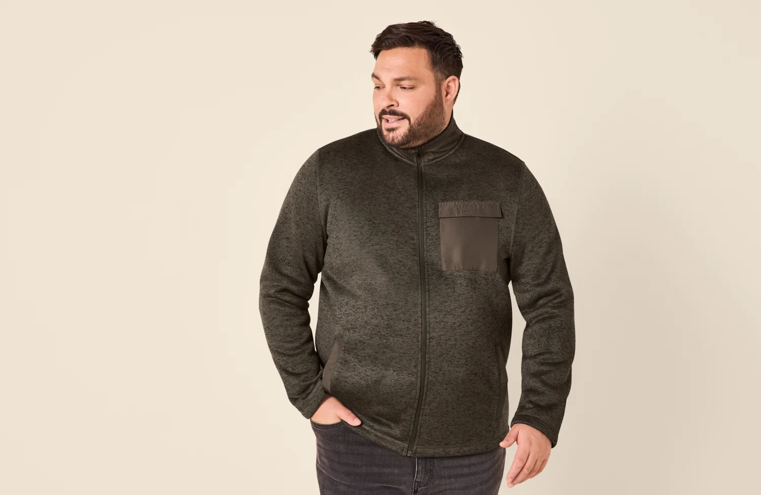 ESMARA MEN Herren Jacke Strickfleece (Braun, XXL (60/62)) – Bild 2 von 3